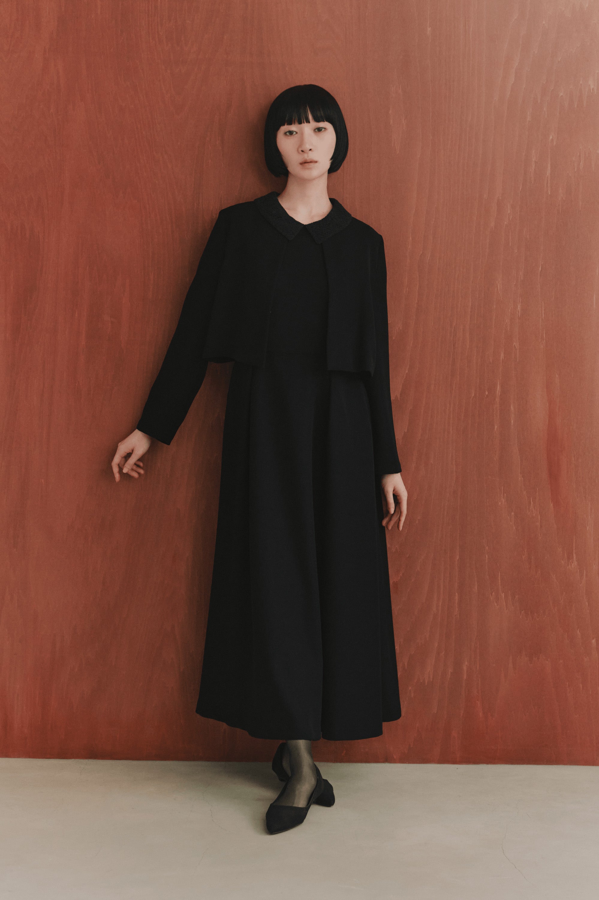 kaene レースショールフォーマルセットアップ 喪服 | モデル身長161cm 着用サイズS