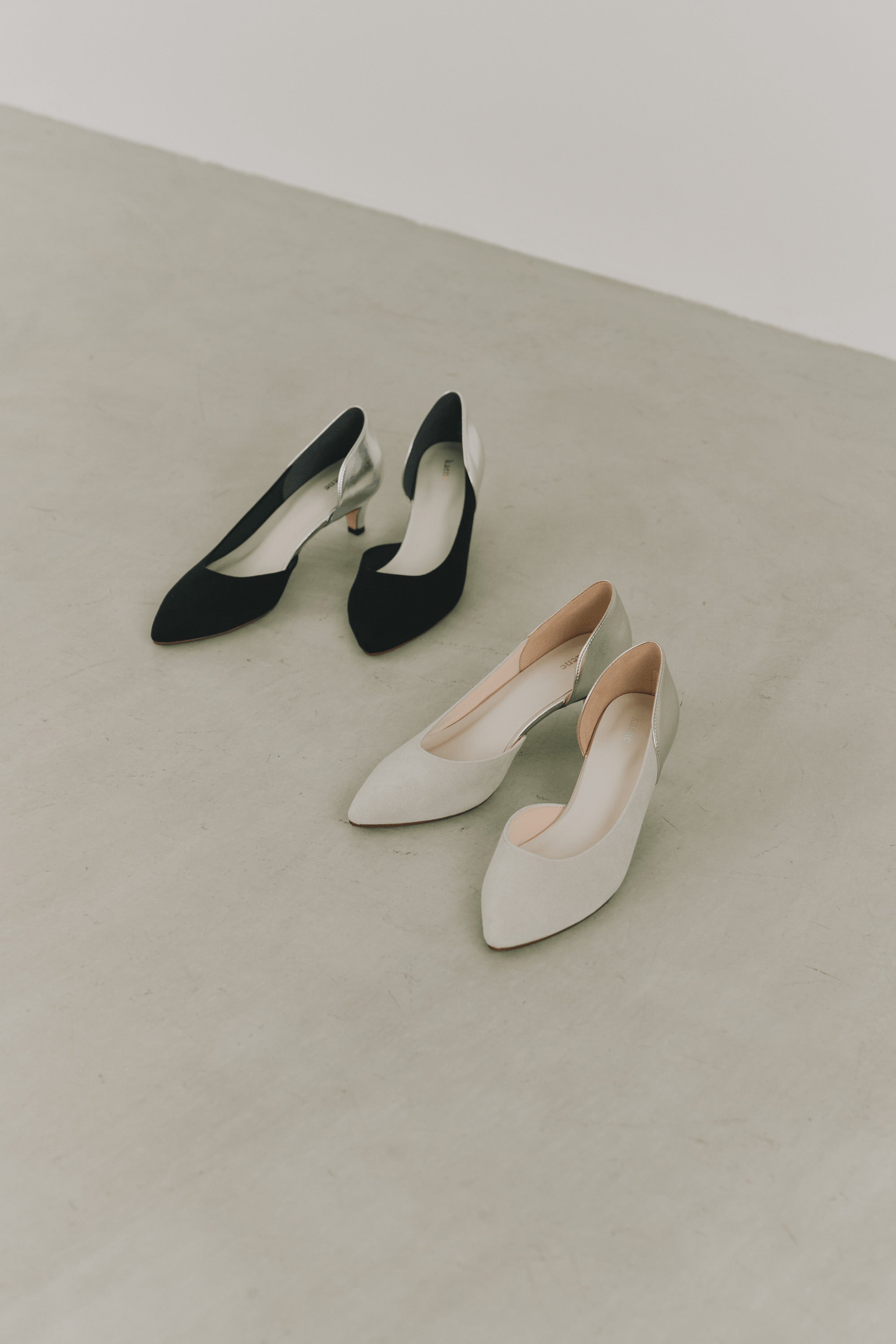 kaene バイカラーパンプス(4cmヒール) / 050024 結婚式用靴 black 黒 beige ベージュ