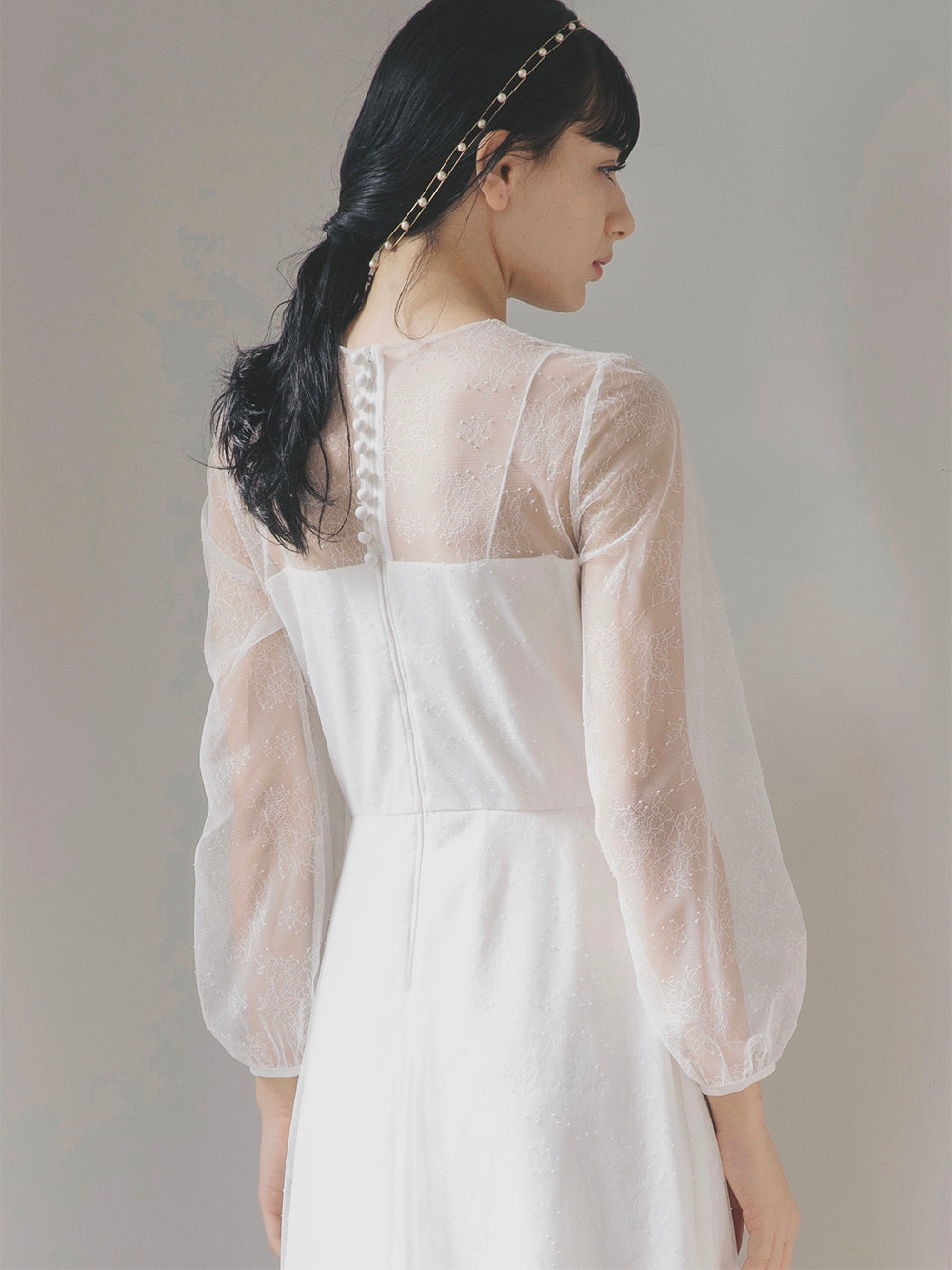 kaene レース×シフォンドレス / 100570 | モデル身長170cm 着用サイズ36