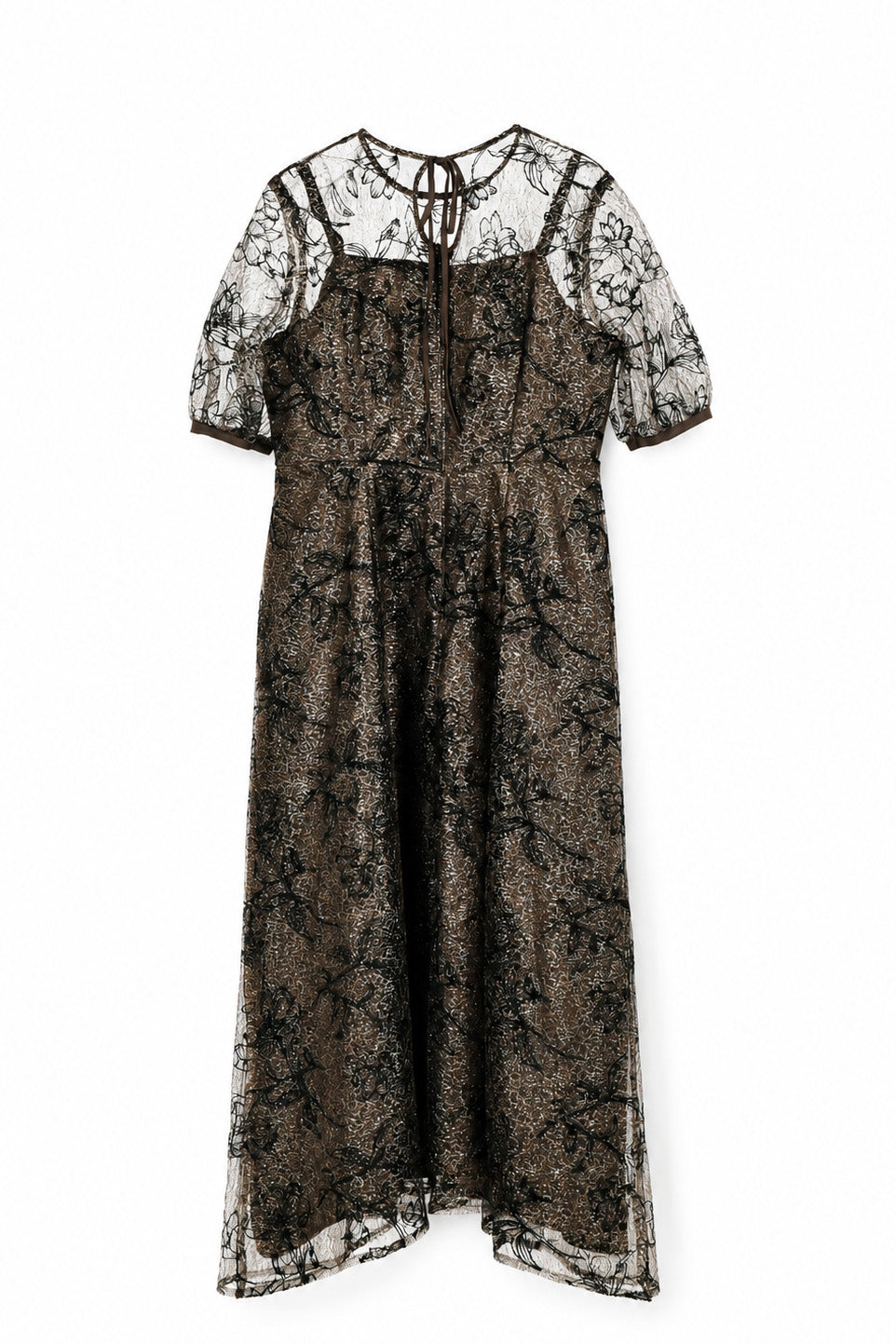 kaene ラインフラワーランダムヘムドレス / 101189 結婚式用ドレス black | black