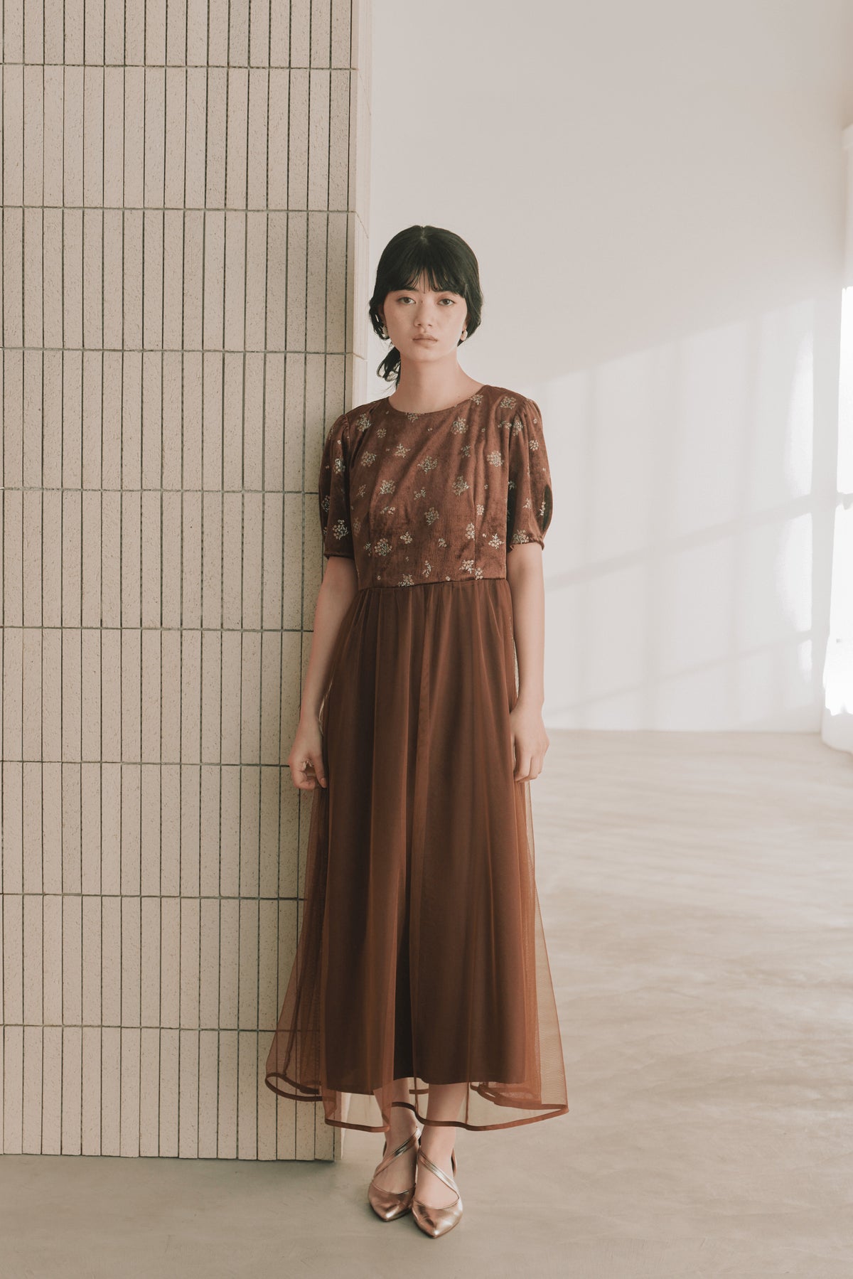 kaene フラワープリントベロアドレス / 101143 結婚式パーティー 