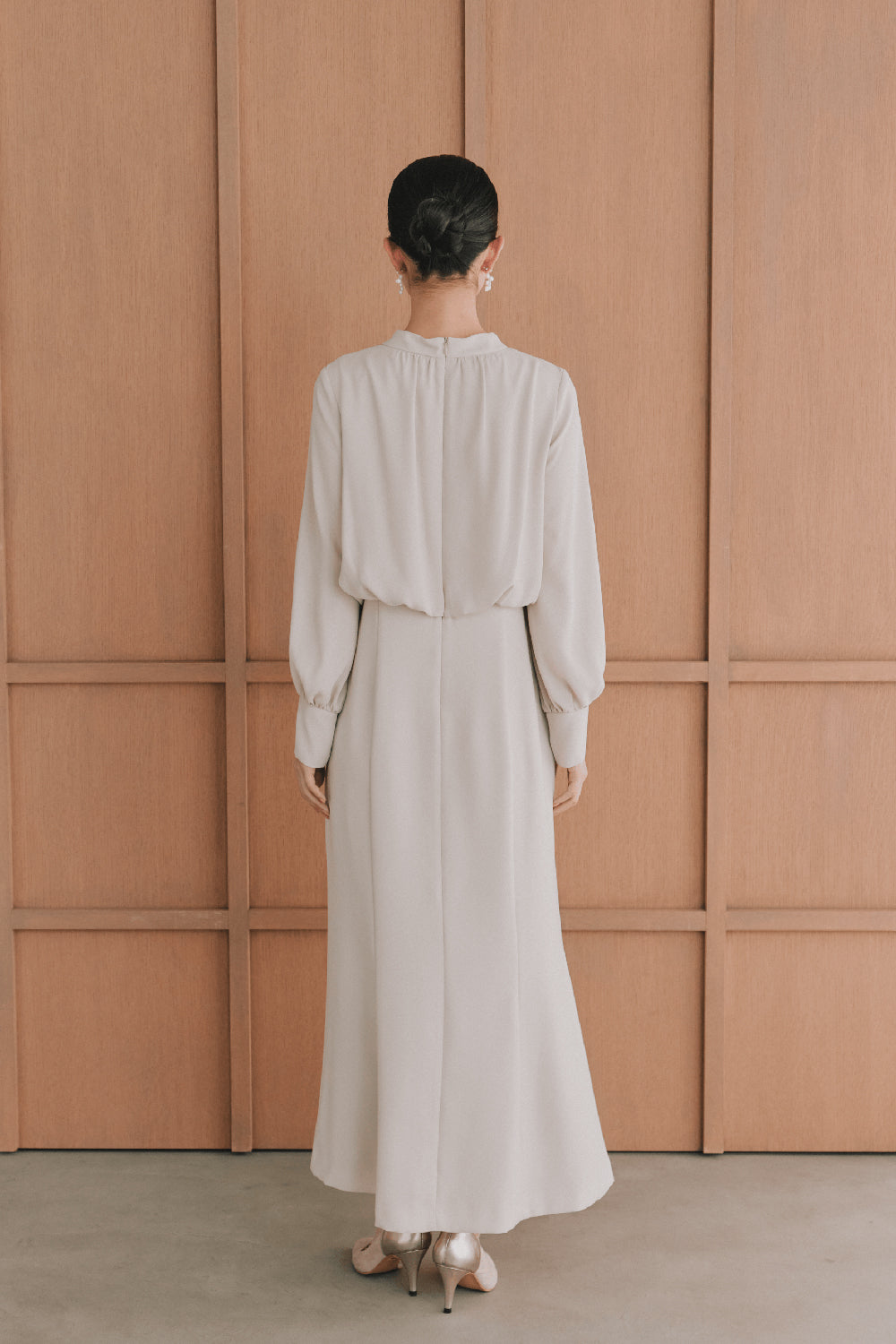 kaene シフォンドッキングマーメイドワンピース / 101163 | モデル身長165cm 着用サイズM(38)