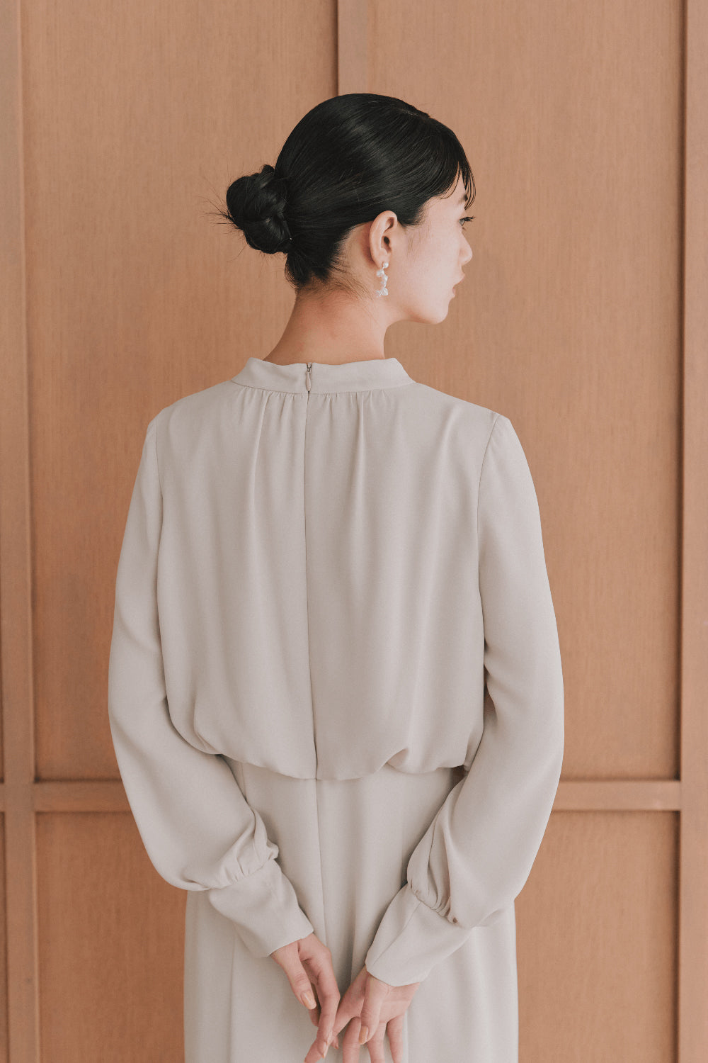 kaene シフォンドッキングマーメイドワンピース / 101163 | モデル身長165cm 着用サイズM(38)