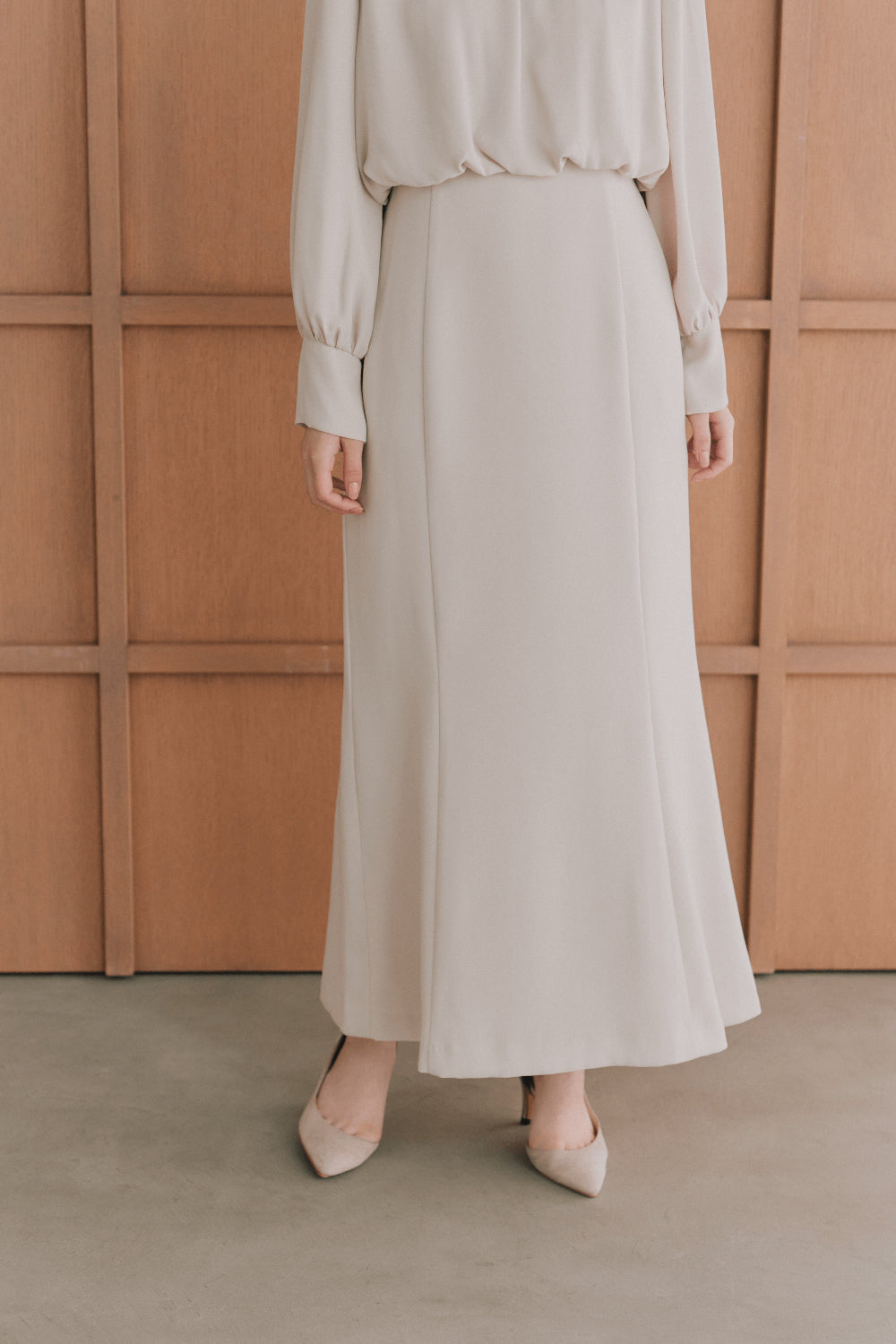 kaene シフォンドッキングマーメイドワンピース / 101163 | モデル身長165cm 着用サイズM(38)