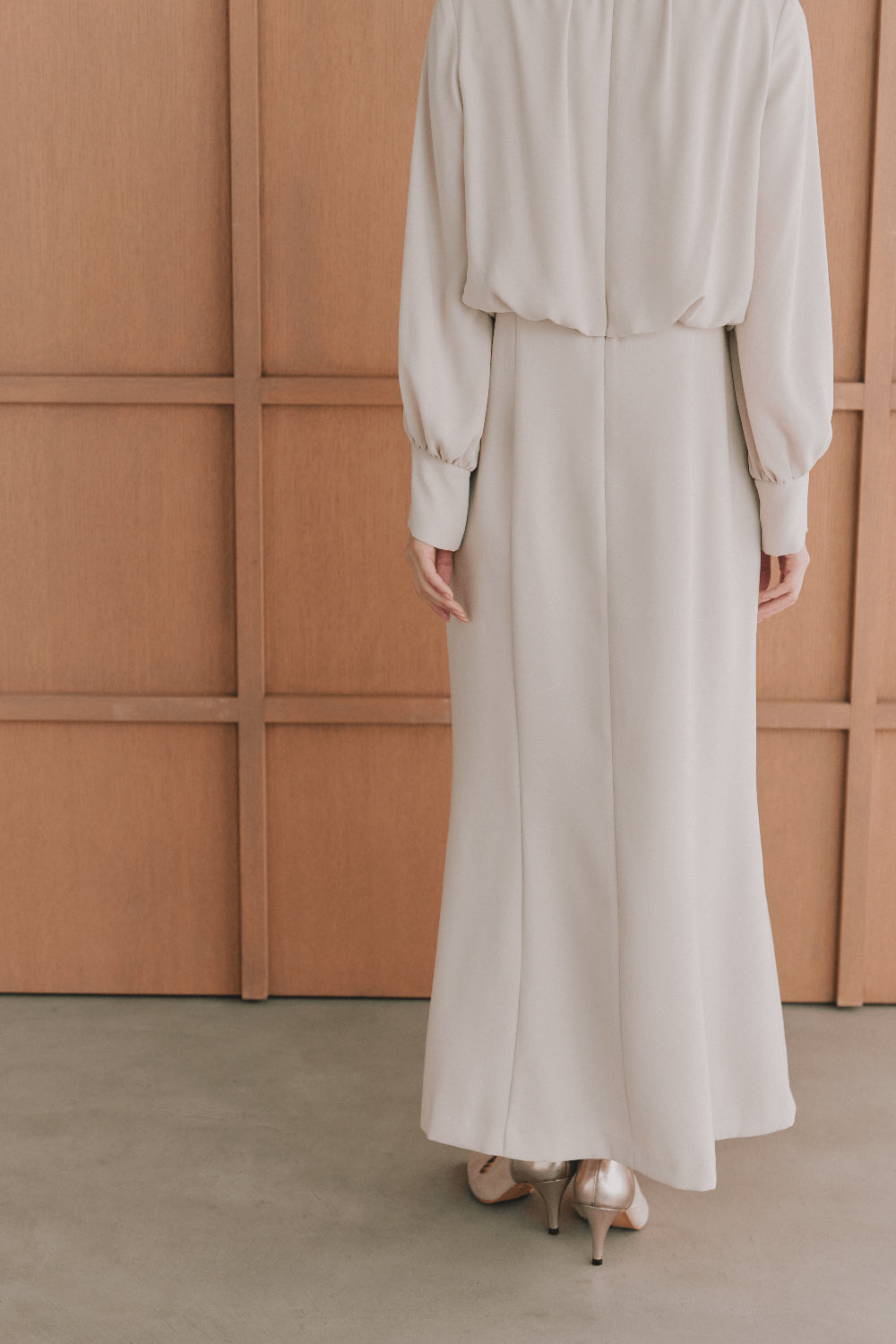 kaene シフォンドッキングマーメイドワンピース / 101163 | モデル身長165cm 着用サイズM(38)