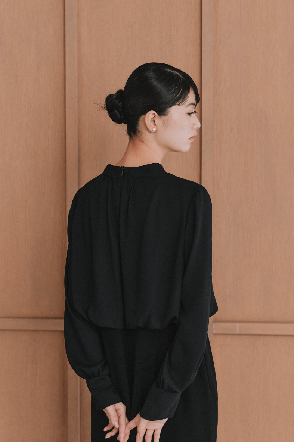 kaene シフォンドッキングマーメイドワンピース / 101163 | モデル身長165cm 着用サイズL(40)