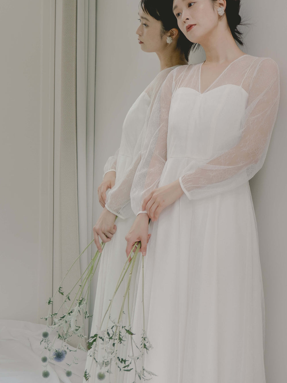 kaene レース×シフォンドレス / 100570 | モデル身長166cm 着用サイズ38