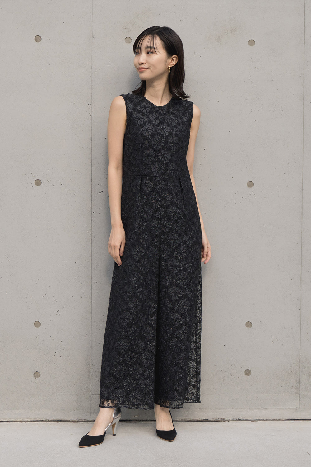 シアーレイヤードオールインワン / 100832 kaene | モデル身長160cm 着用サイズ36