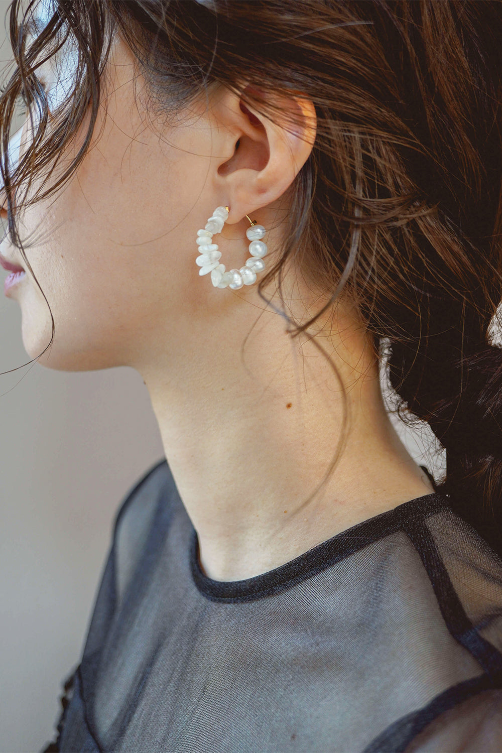 kaene パールストーンフープピアス / 031897