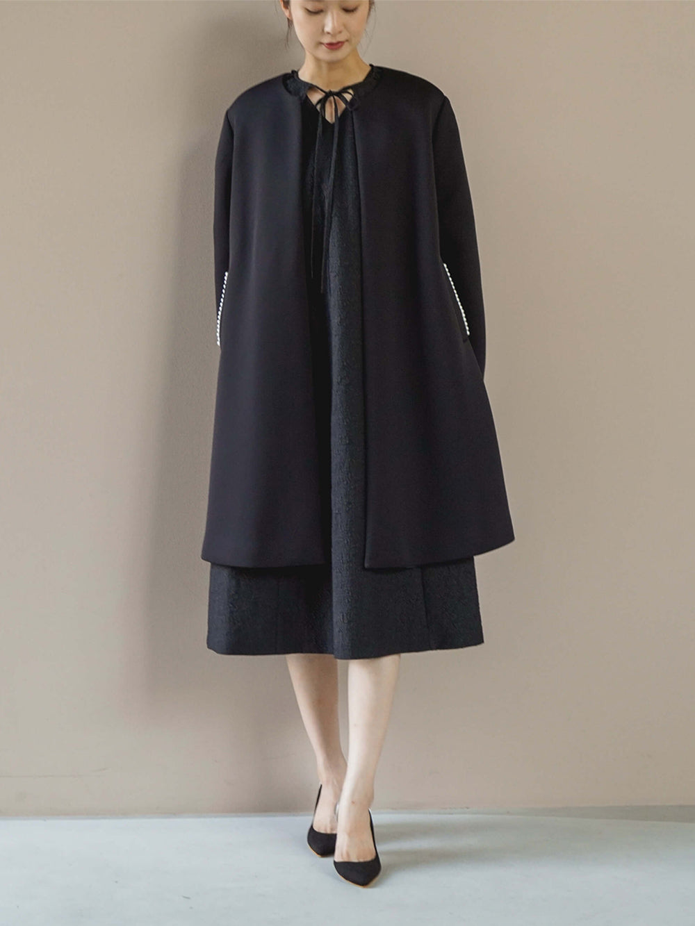 kaene パールボンディングコート / 004109 | モデル身長166cm 着用サイズ2