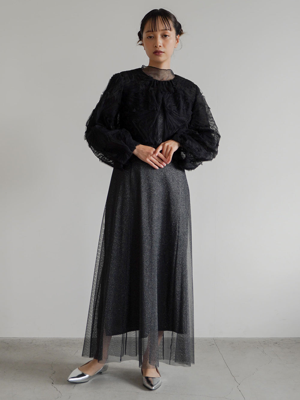 kaene チュールエンブロイダリーボレロ / 005348 | モデル身長157cm 着用サイズFREE