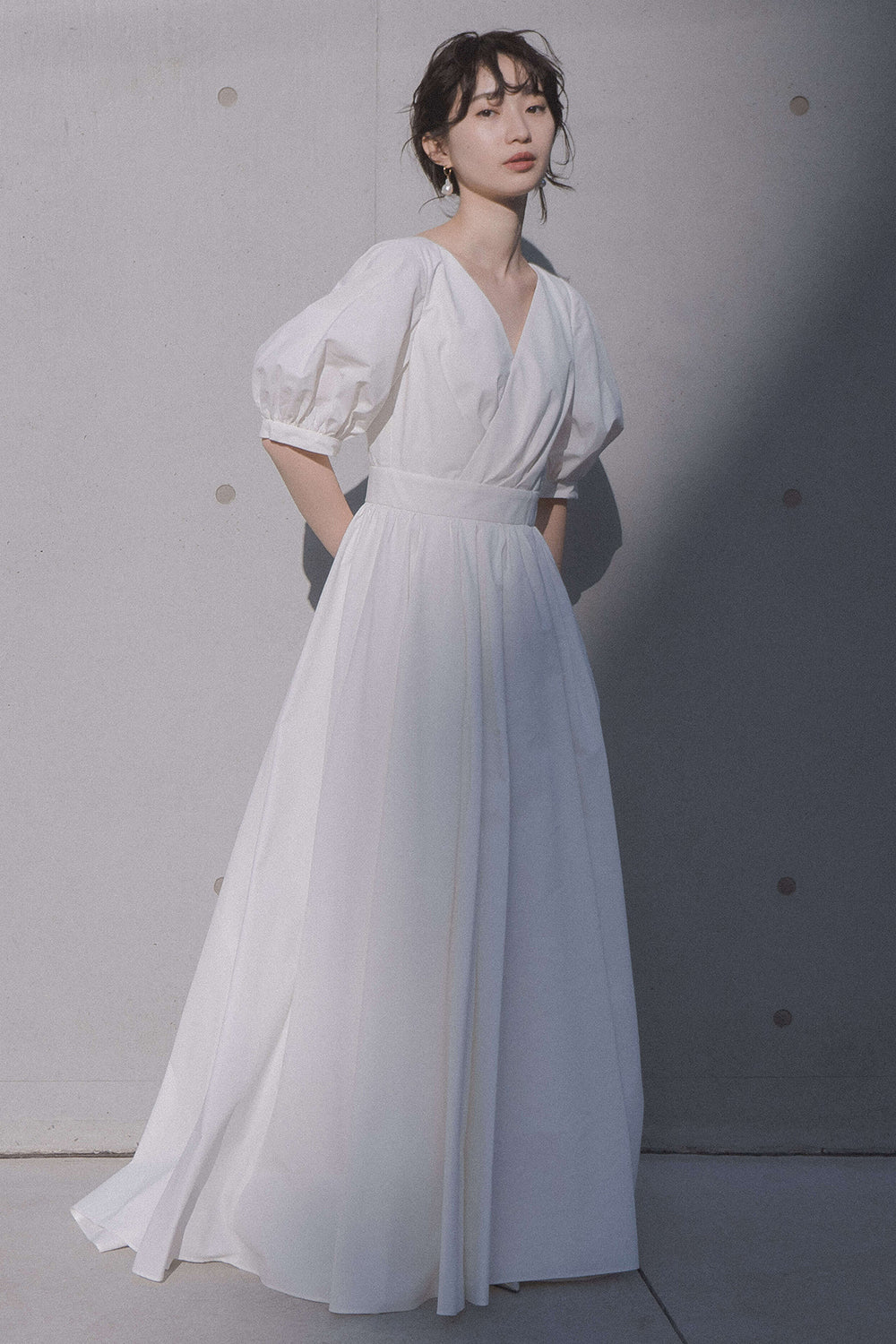 kaene タフタカシュクールドレス / 100725 | モデル身長160cm 着用サイズ34