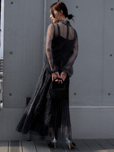 kaene　チュールマーメイドセットドレス / 100917 | モデル身長160cm　着用サイズ34　※black着用