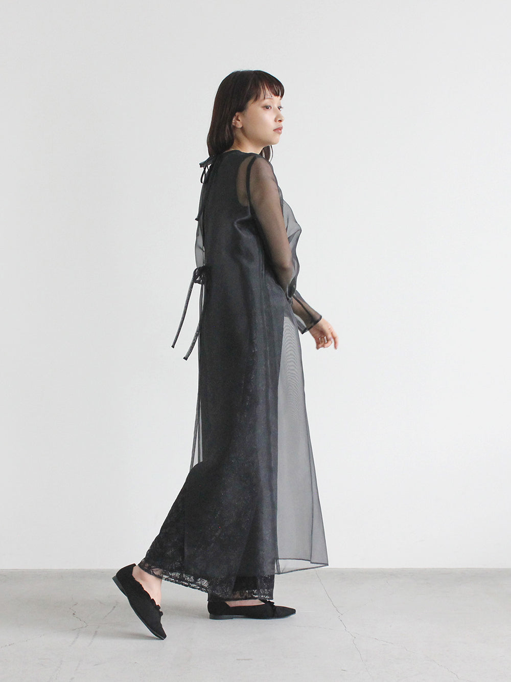 シアーレイヤードオールインワン / 100832 kaene | モデル身長157㎝ 着用サイズ34