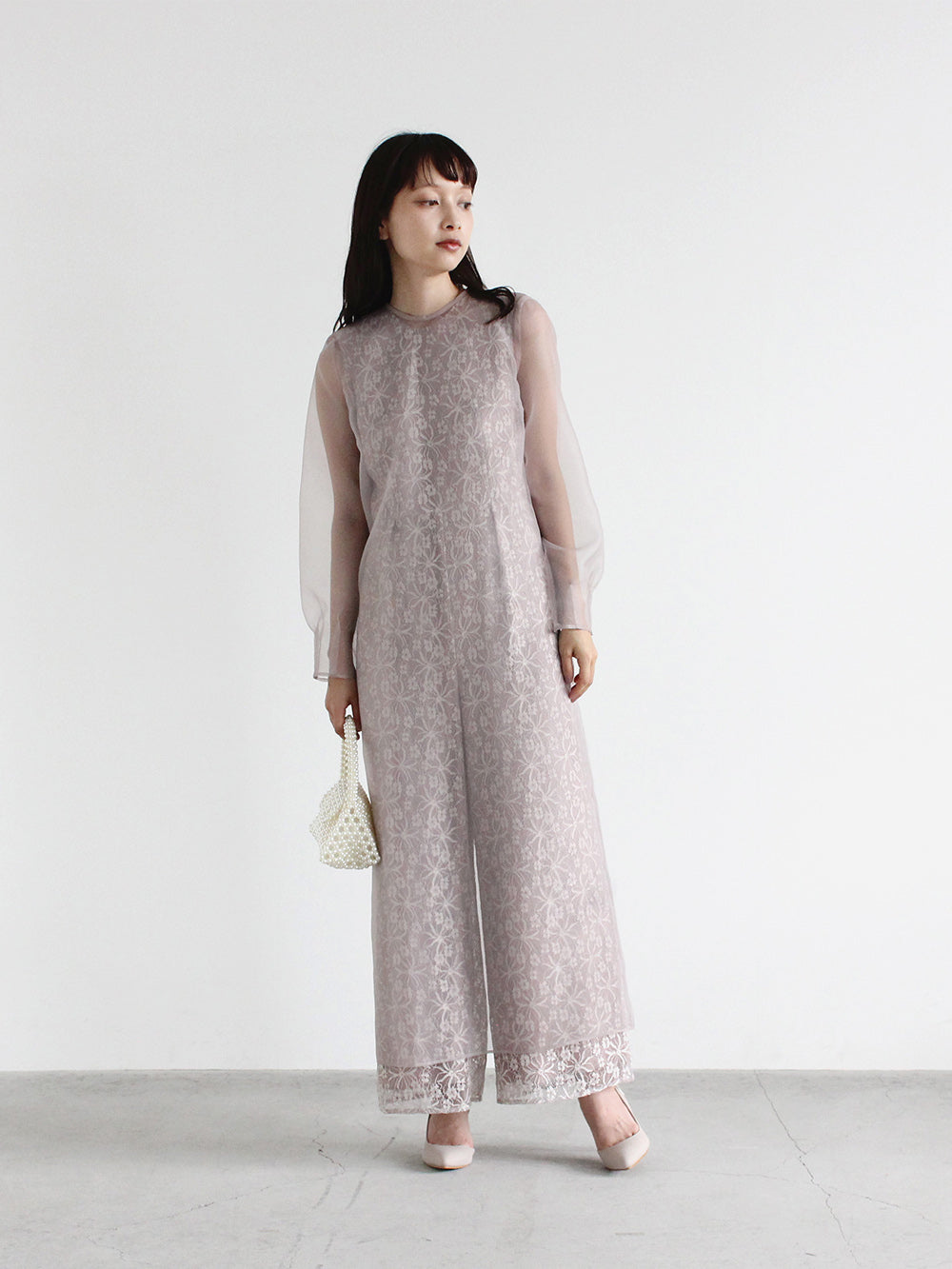 シアーレイヤードオールインワン / 100832 kaene | モデル身長157㎝ 着用サイズ34