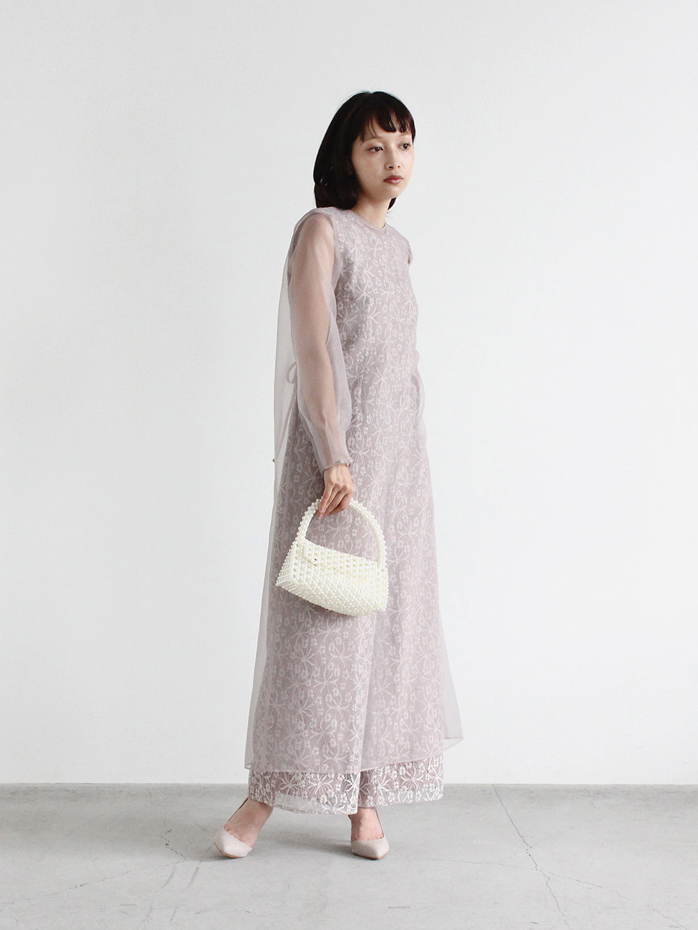 シアーレイヤードオールインワン / 100832 kaene | モデル身長157㎝ 着用サイズ34