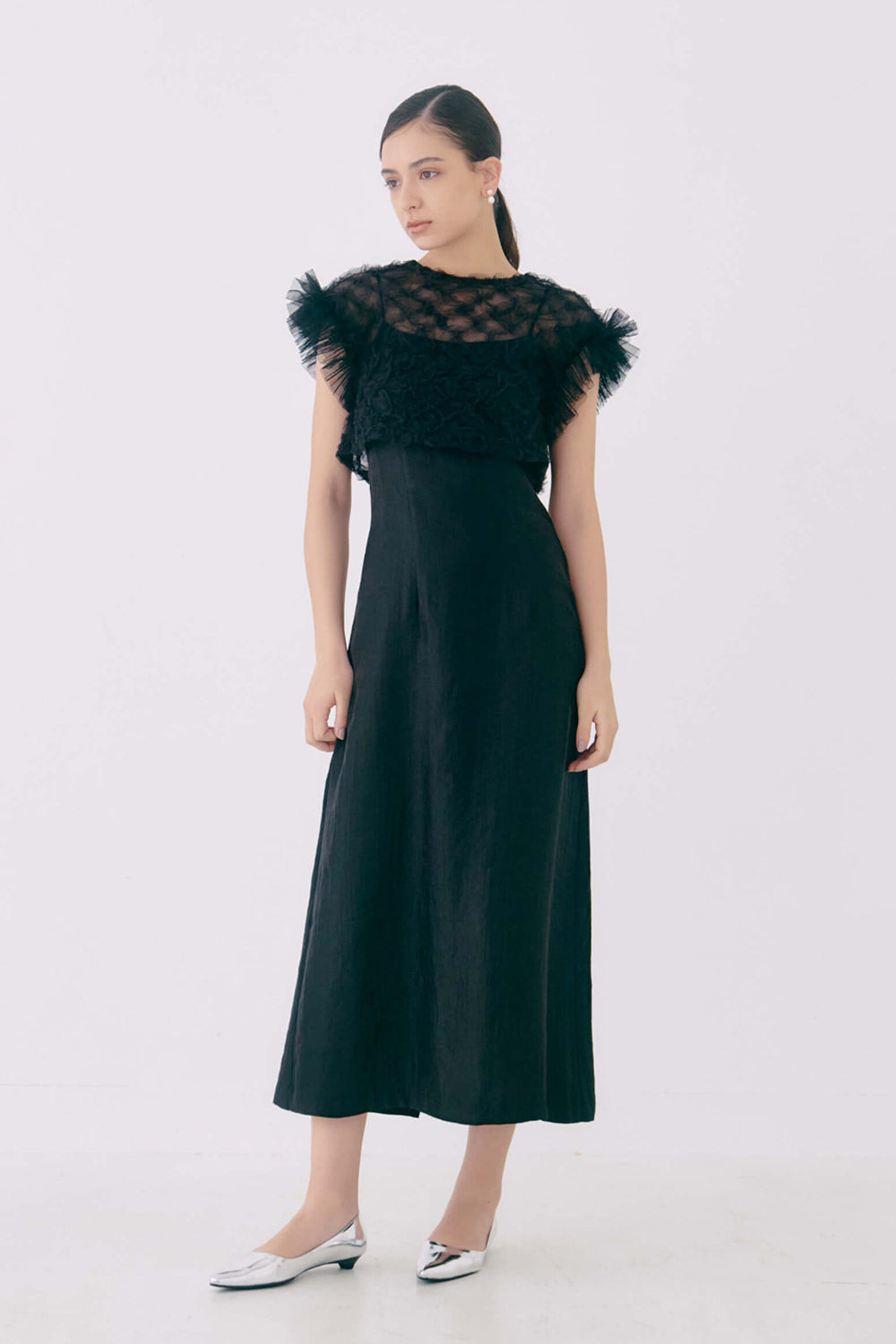 kaene ボリュームブラウスセットドレス / 100956 | モデル身長170cm 着用サイズ36