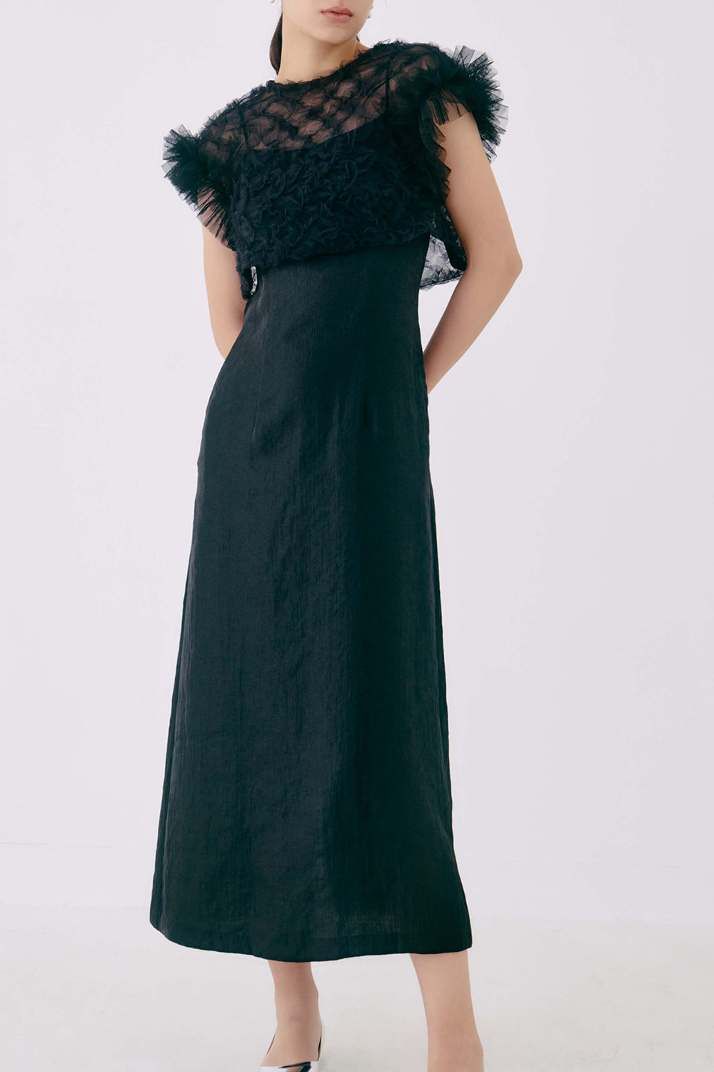 kaene ボリュームブラウスセットドレス / 100956 | モデル身長170cm 着用サイズ36