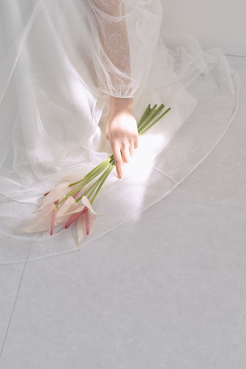 kaene レース×シフォンドレス / 100570 | モデル身長165cm 着用サイズ36