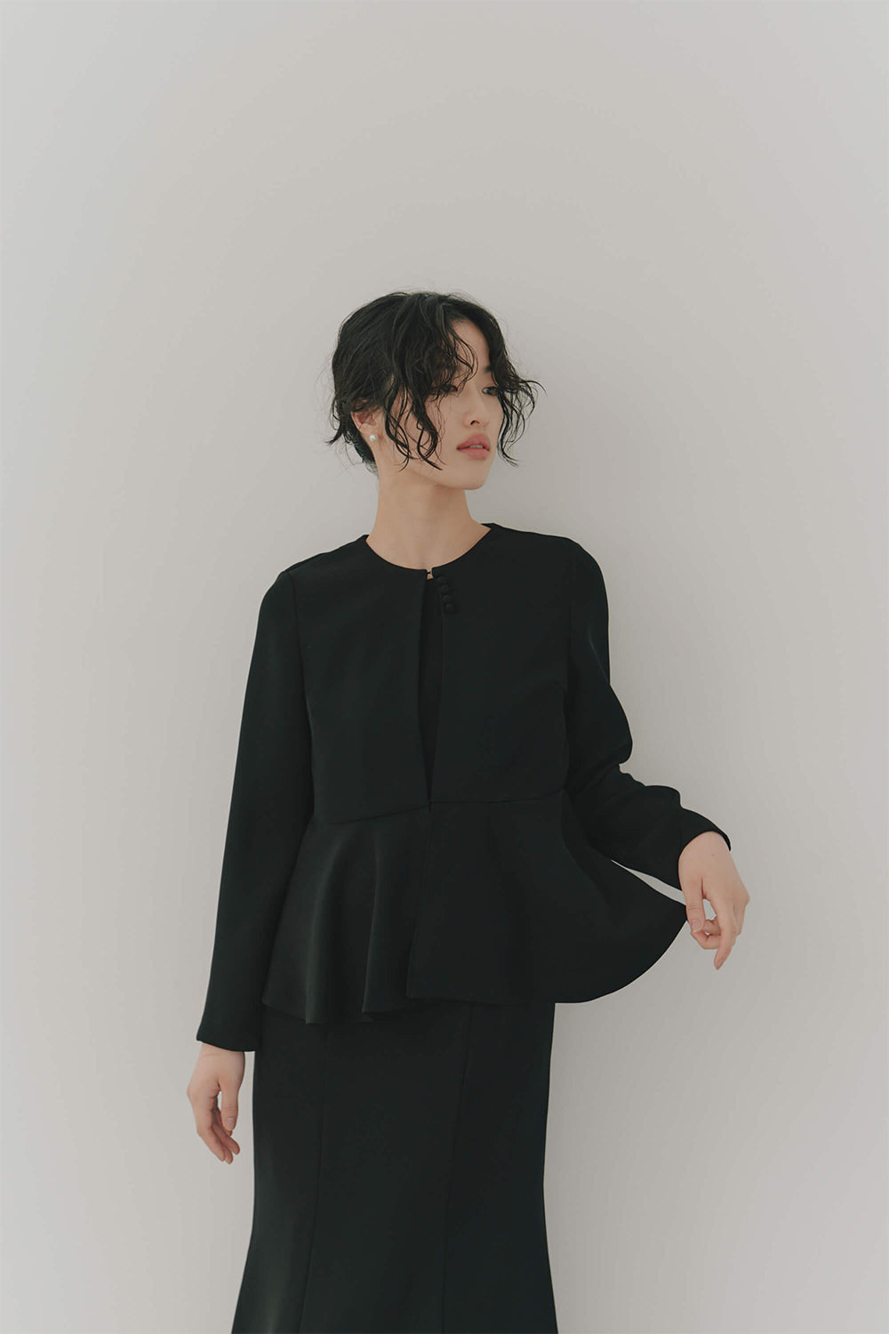 kaene フレアジャケットセットワンピース / 101057 | モデル身長166cm 着用サイズ36 ※black着用