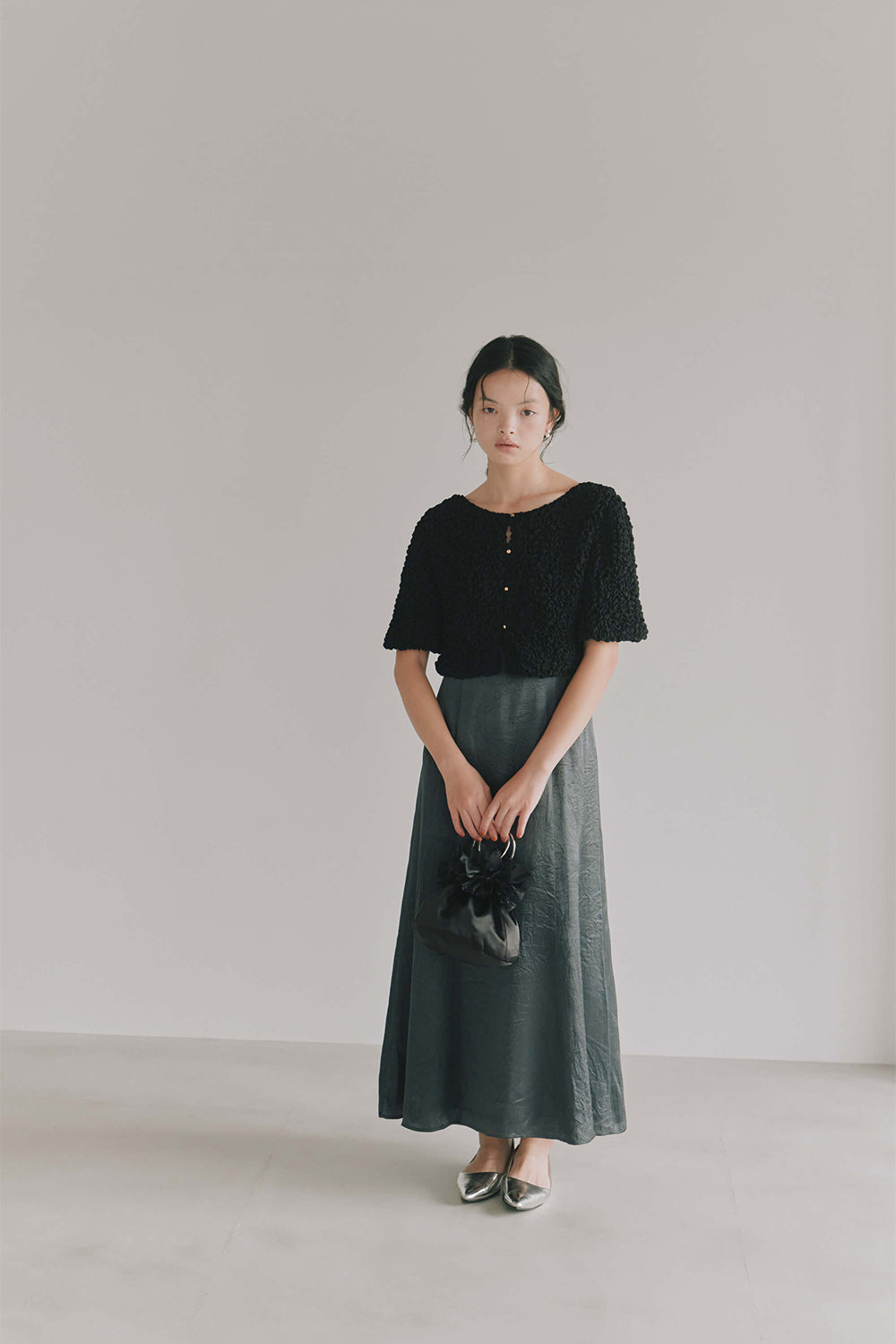 kaene シャーリングシフォンブラウスセットドレス / 101129 |モデル身長165cm 着用サイズM(38)