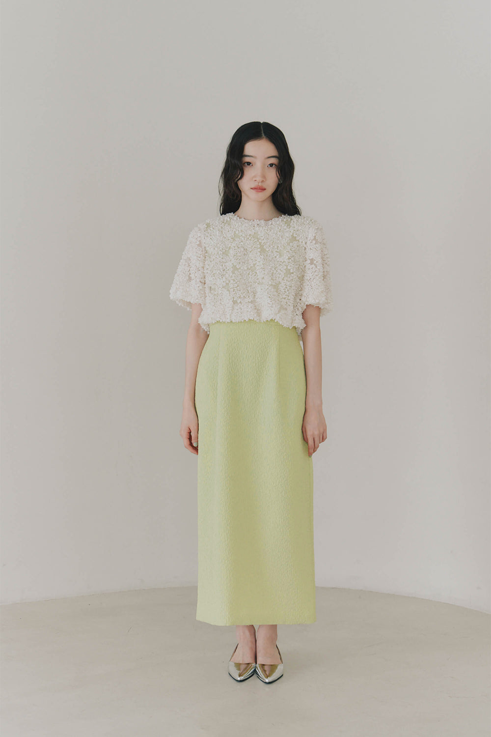 kaene デザインリボンボレロセットドレス / 101090 | モデル身長164cm 着用サイズM(38)