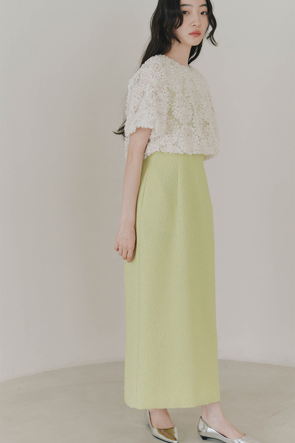 kaene デザインリボンボレロセットドレス / 101090 | モデル身長164cm 着用サイズM(38)