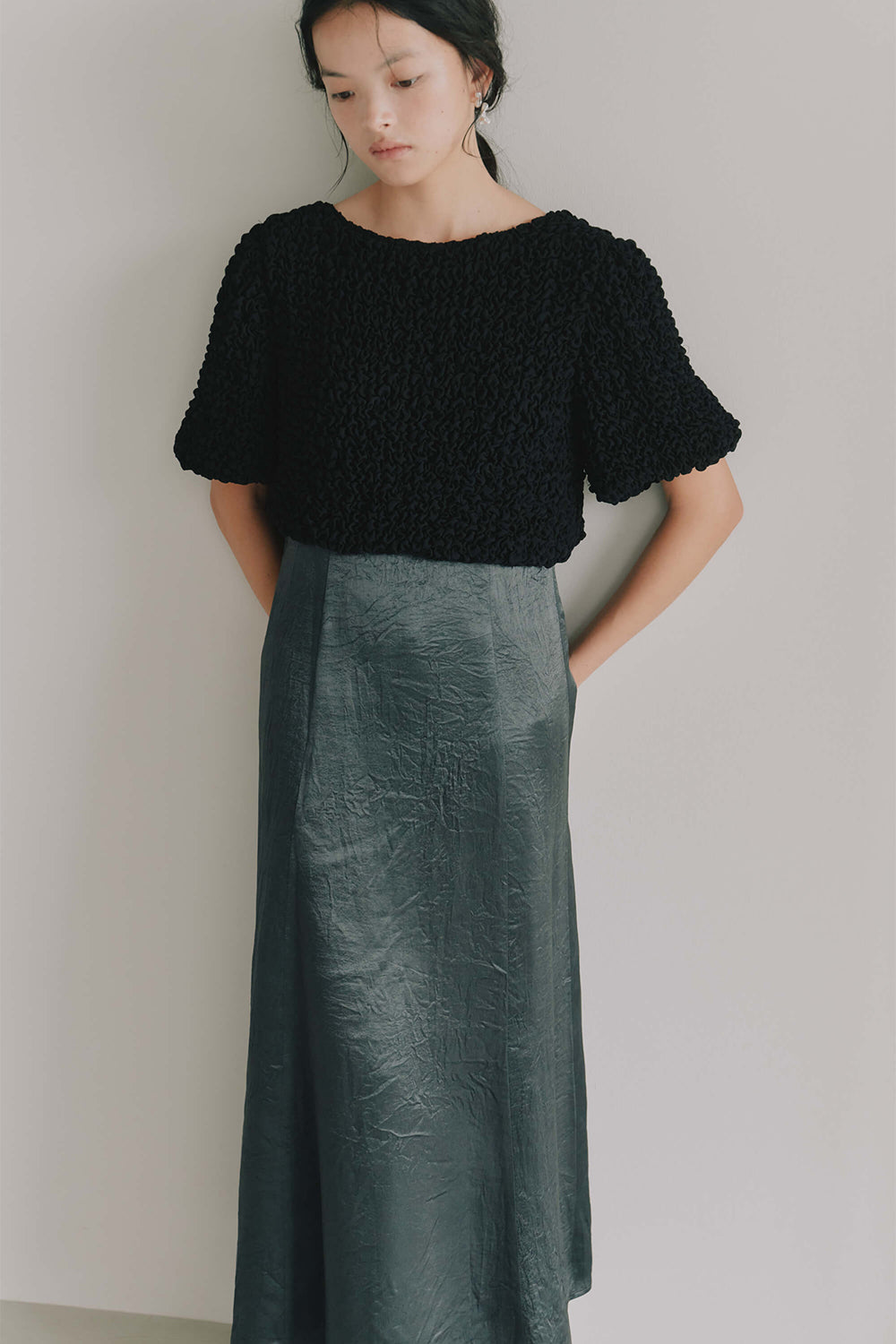 kaene シャーリングシフォンブラウスセットドレス / 101129 |モデル身長165cm 着用サイズM(38)