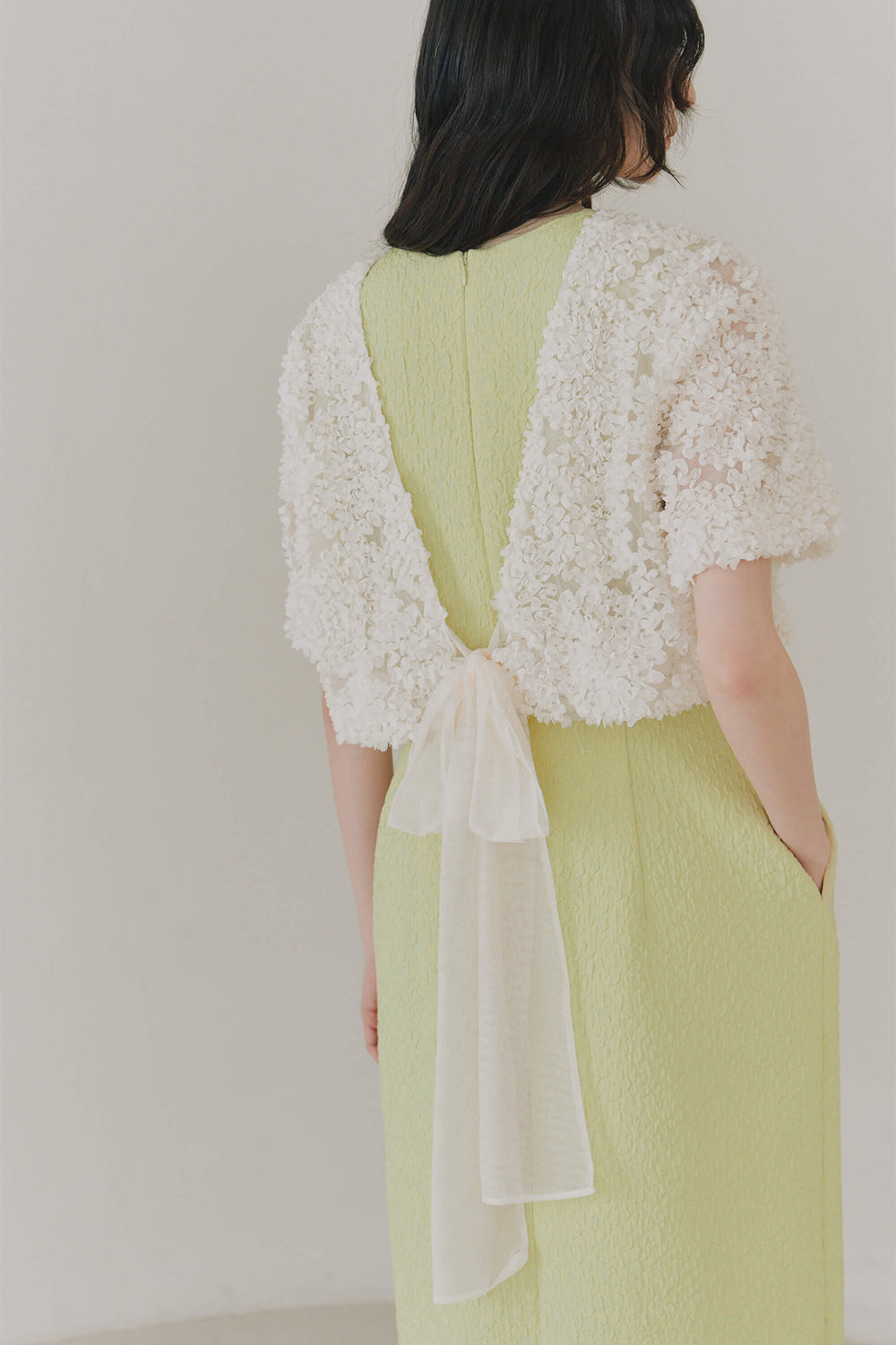 kaene デザインリボンボレロセットドレス / 101090 | モデル身長164cm 着用サイズM(38)