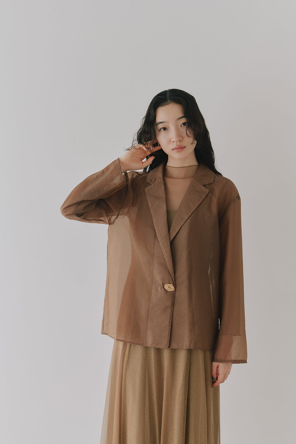 kaene シアージャケット / 005366 | モデル身長164cm 着用サイズS(36)