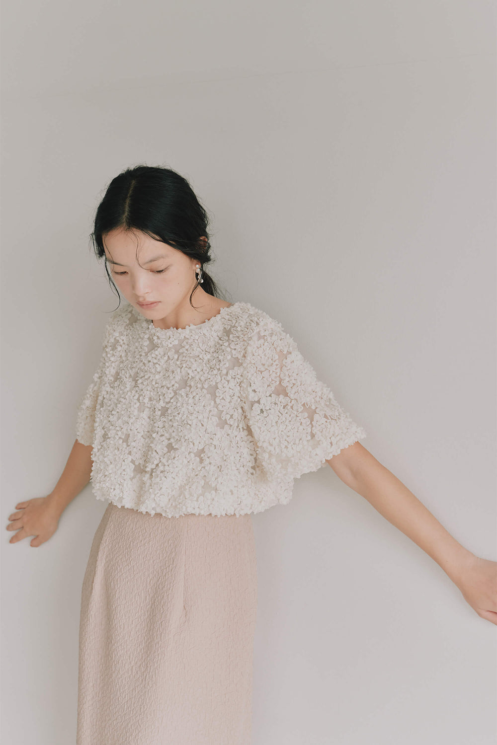 kaene デザインリボンボレロセットドレス / 101090 | モデル身長165cm 着用サイズM(38)