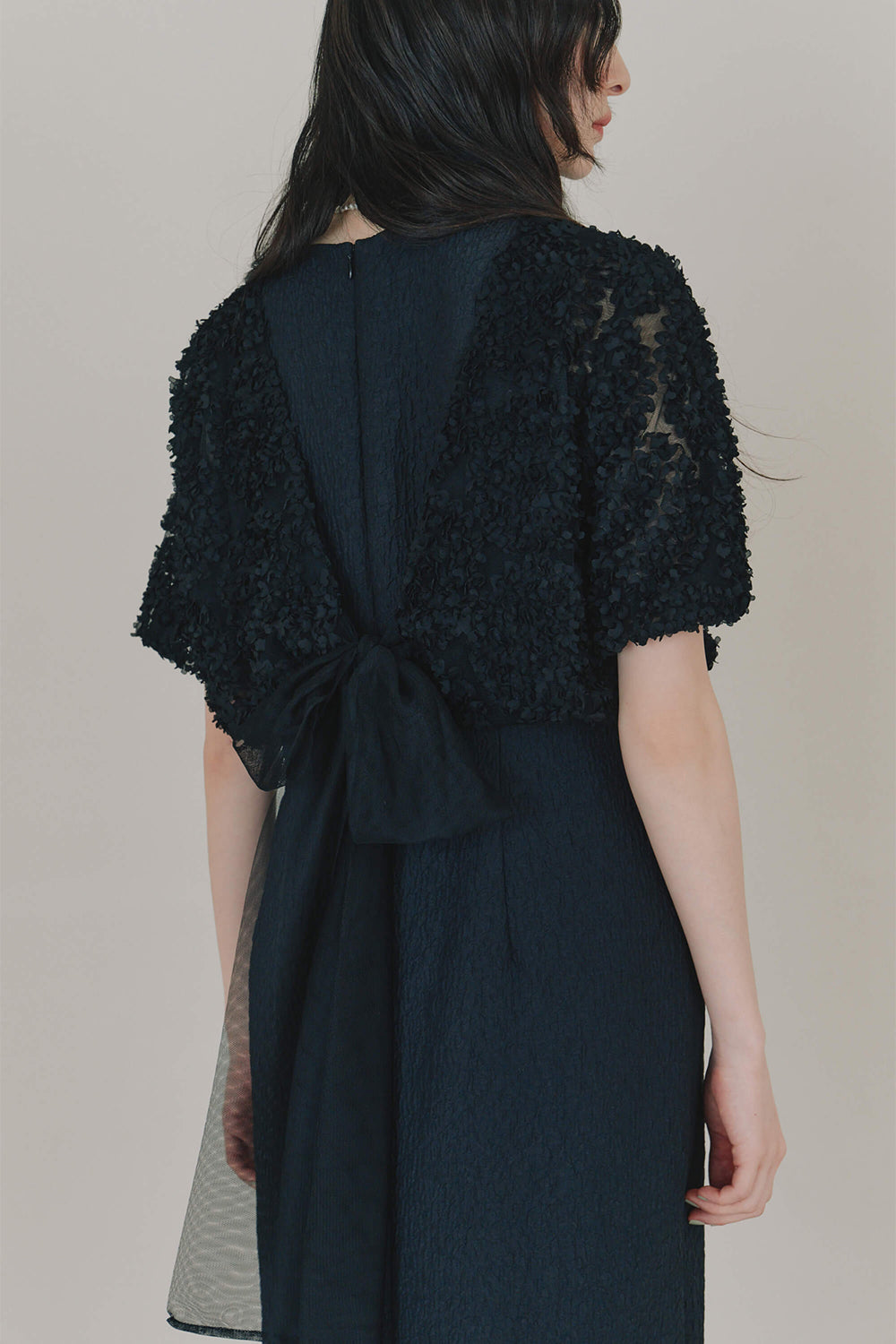 kaene デザインリボンボレロセットドレス / 101090 | モデル身長164cm 着用サイズS(36)