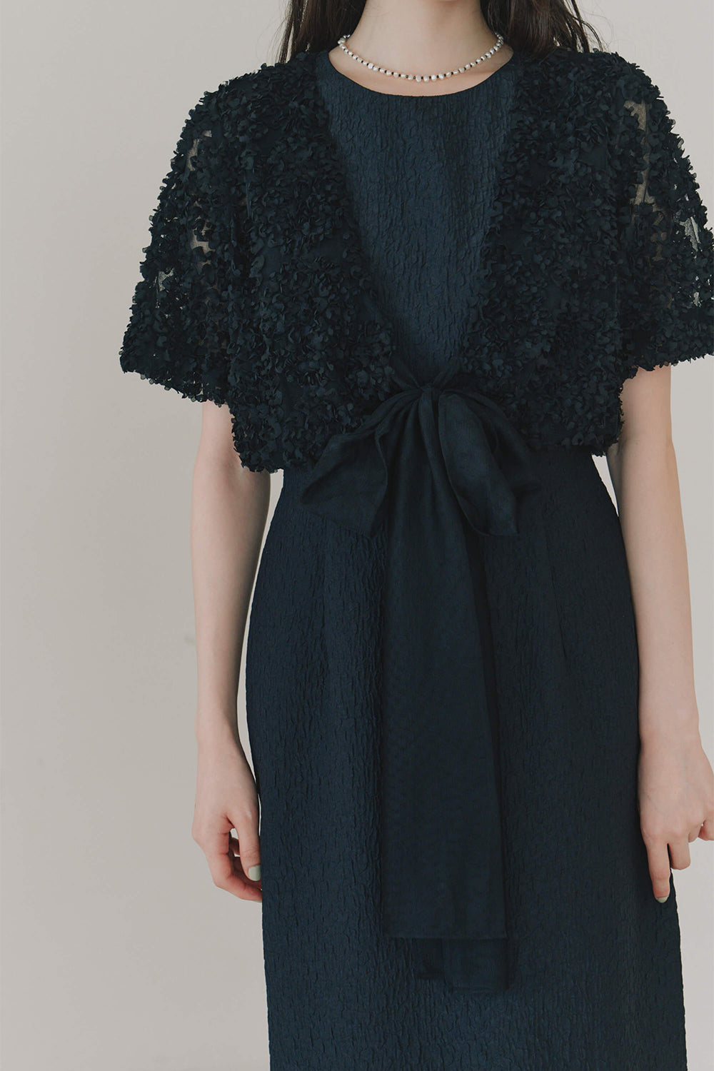 kaene デザインリボンボレロセットドレス / 101090 | モデル身長164cm 着用サイズS(36)