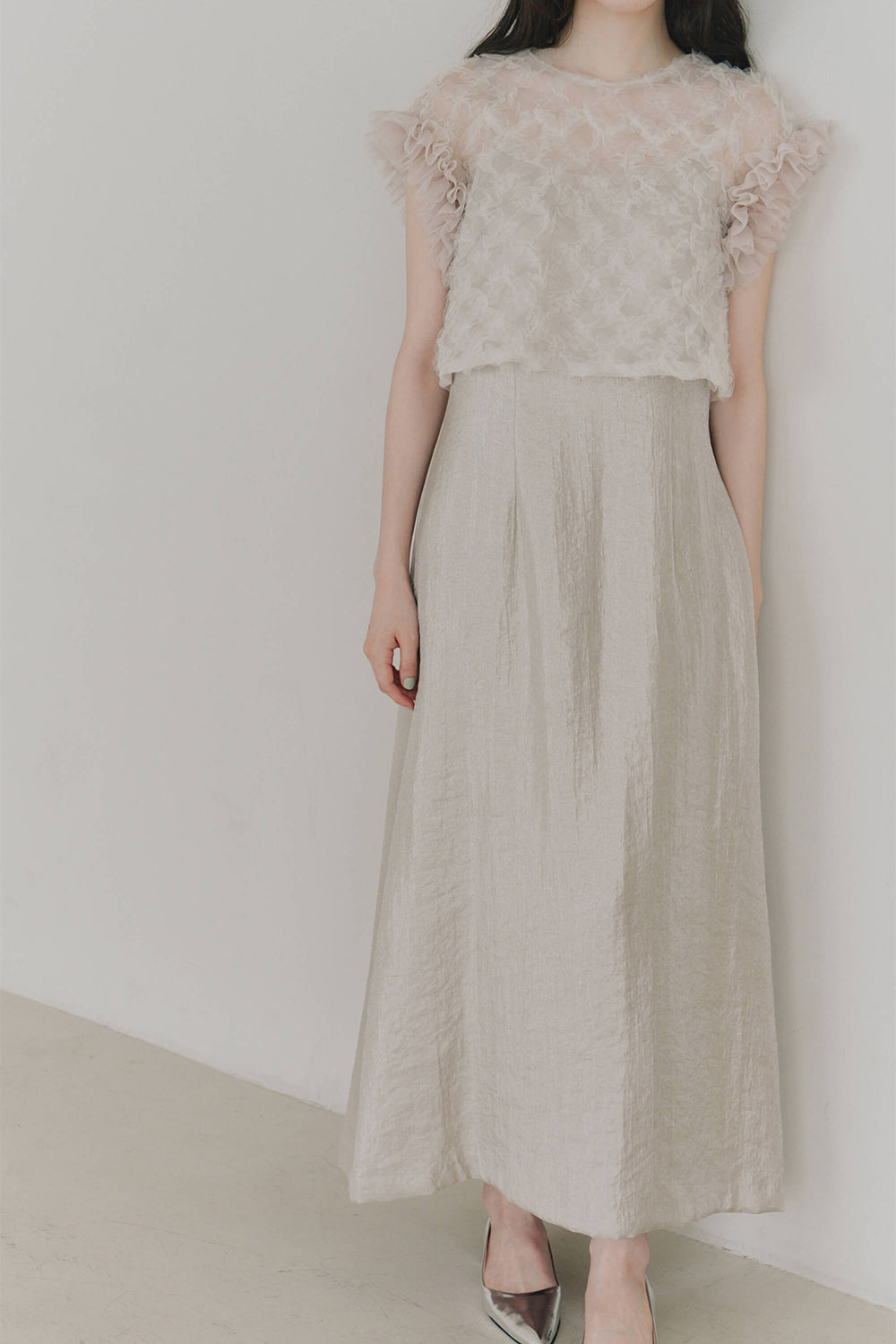 kaene ボリュームブラウスセットドレス / 100956 | モデル身長164cm 着用サイズ38