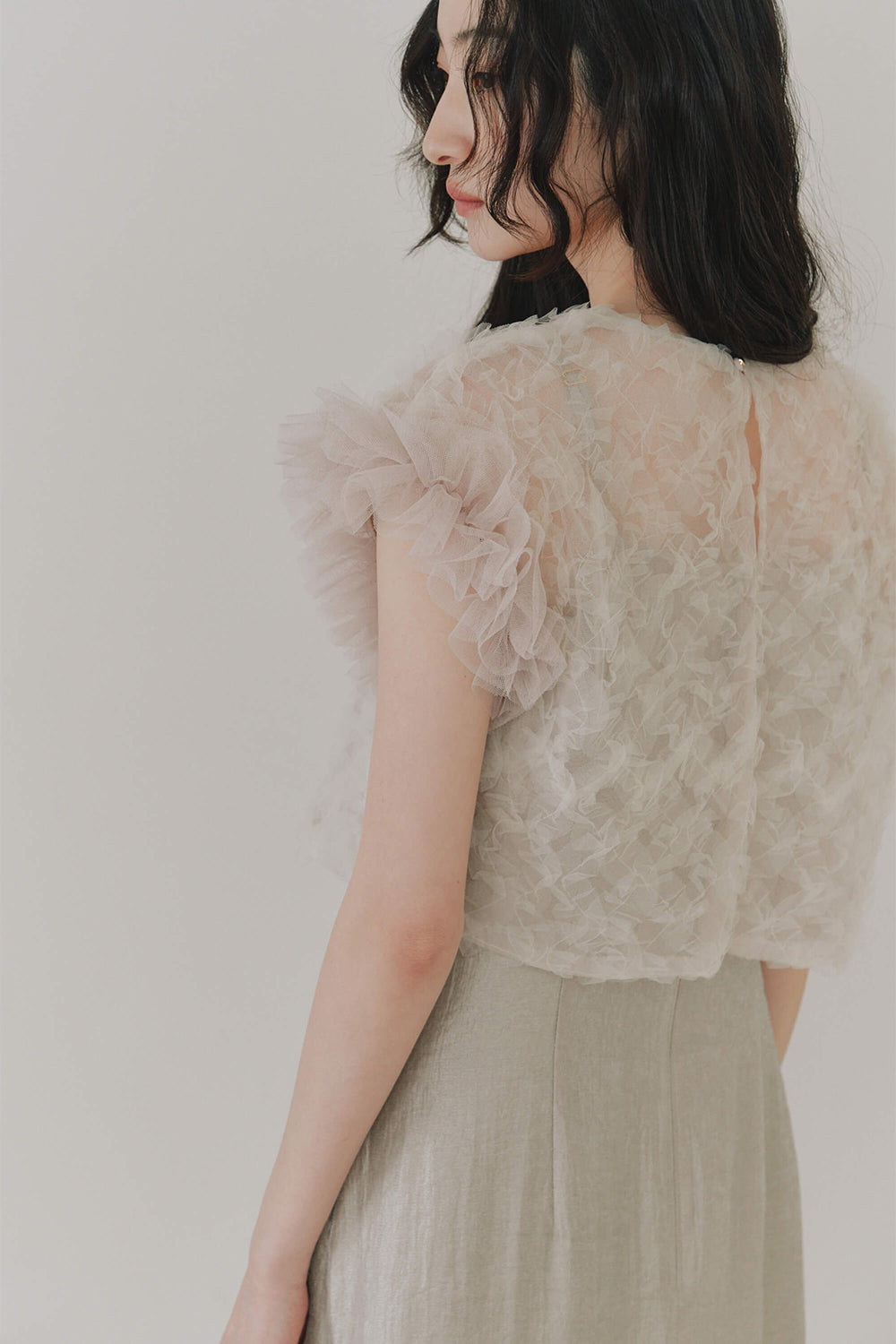 kaene ボリュームブラウスセットドレス / 100956 | モデル身長164cm 着用サイズ38