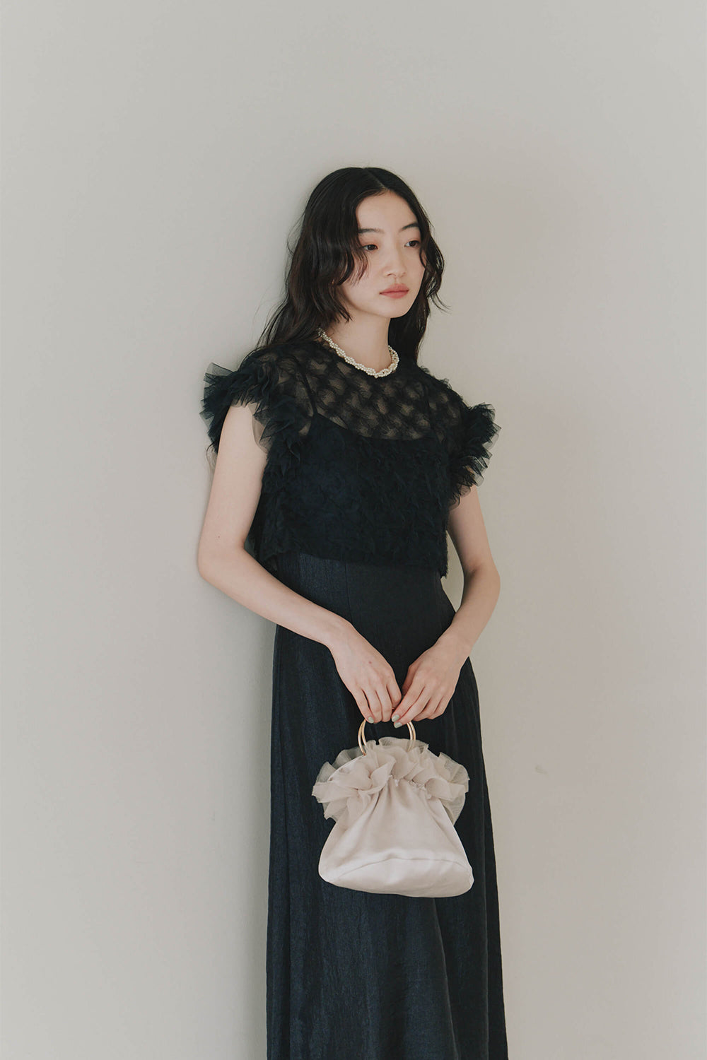 kaene ボリュームブラウスセットドレス / 100956 | モデル身長164cm 着用サイズ36