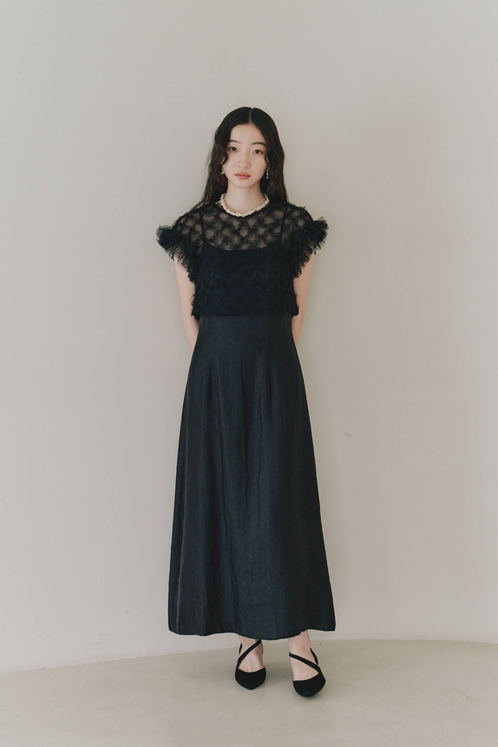 kaene ボリュームブラウスセットドレス / 100956 | モデル身長164cm 着用サイズ36