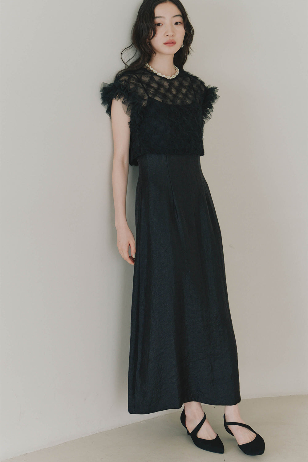 kaene ボリュームブラウスセットドレス / 100956 | モデル身長164cm 着用サイズ36