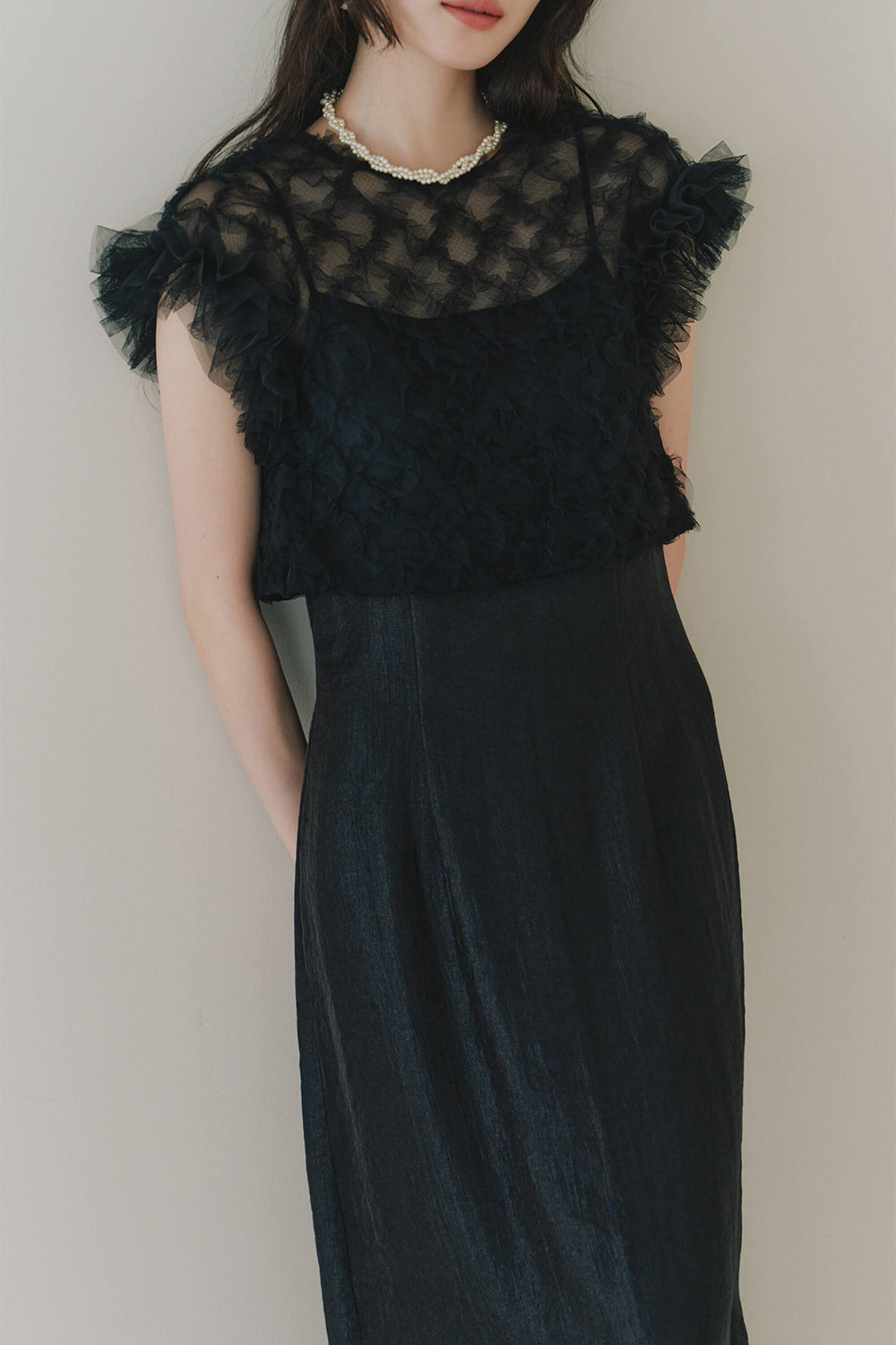 kaene ボリュームブラウスセットドレス / 100956 | モデル身長164cm 着用サイズ36