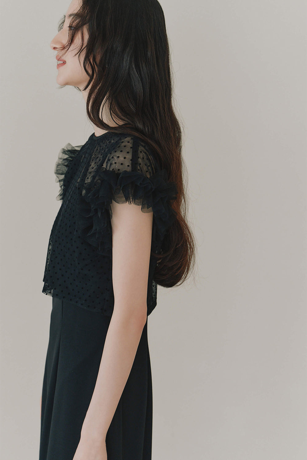 kaene ドットブラウスセットドレス / 101022 | モデル身長164cm 着用サイズ36