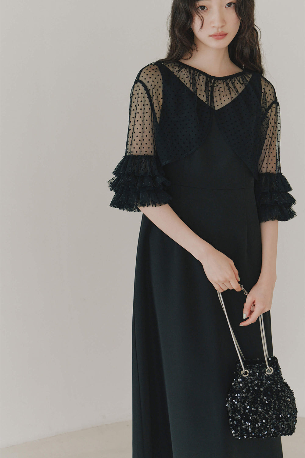 kaene フリルボレロセットドレス / 100984 | モデル身長164cm 着用サイズ38