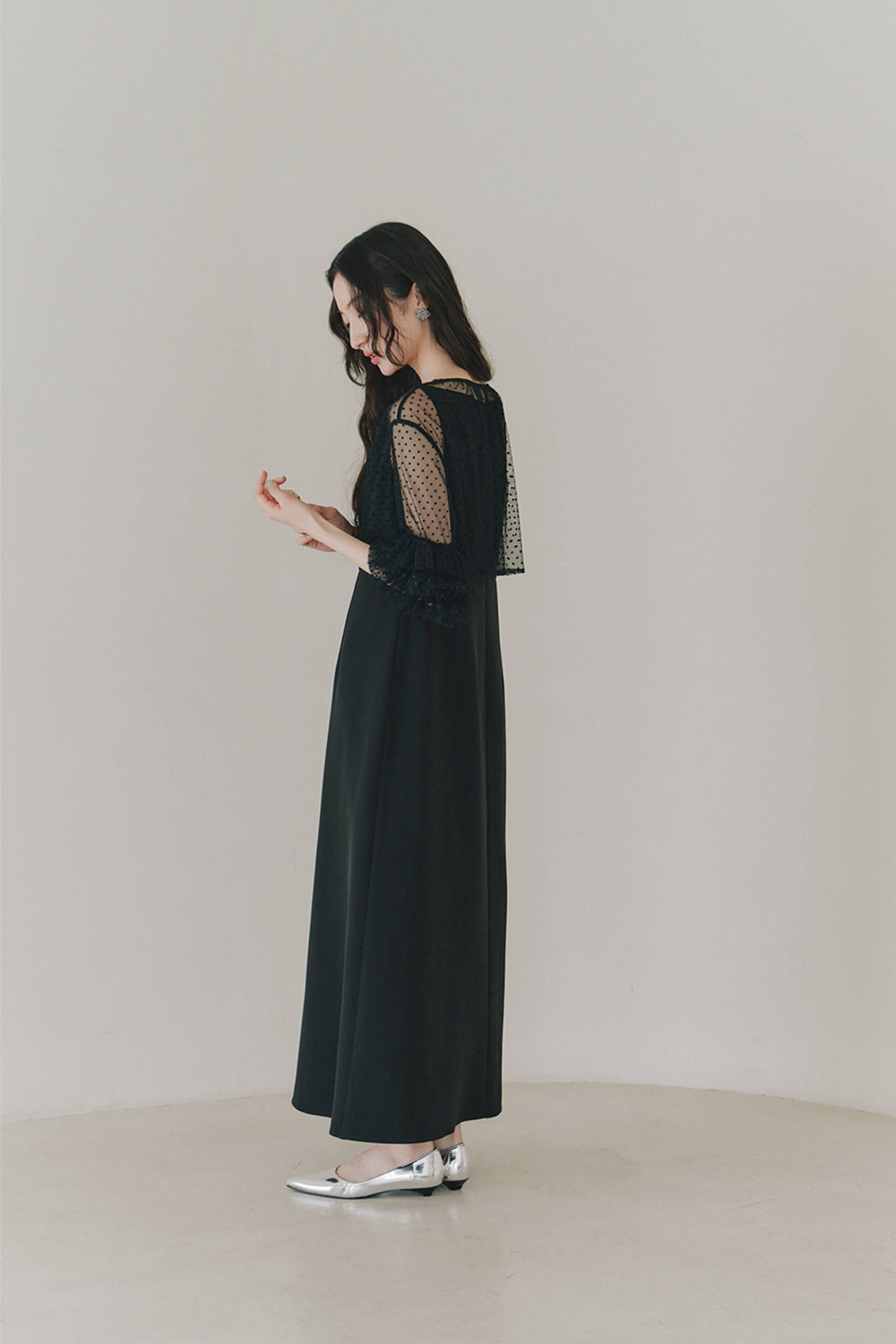 kaene フリルボレロセットドレス / 100984 | モデル身長164cm 着用サイズ38