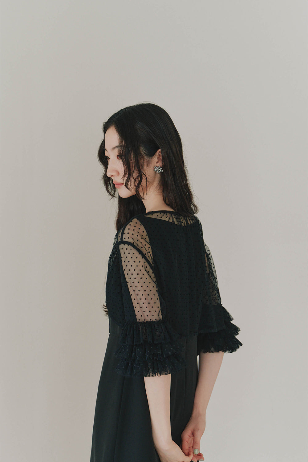 kaene フリルボレロセットドレス / 100984 | モデル身長164cm 着用サイズ38