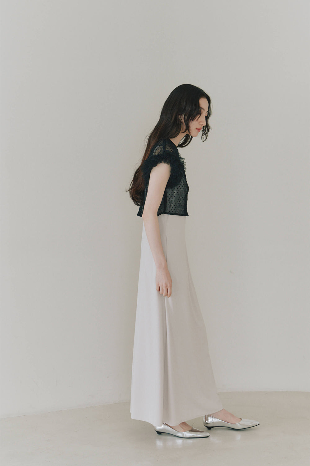 kaene ドットブラウスセットドレス / 101022 | モデル身長164cm 着用サイズ38