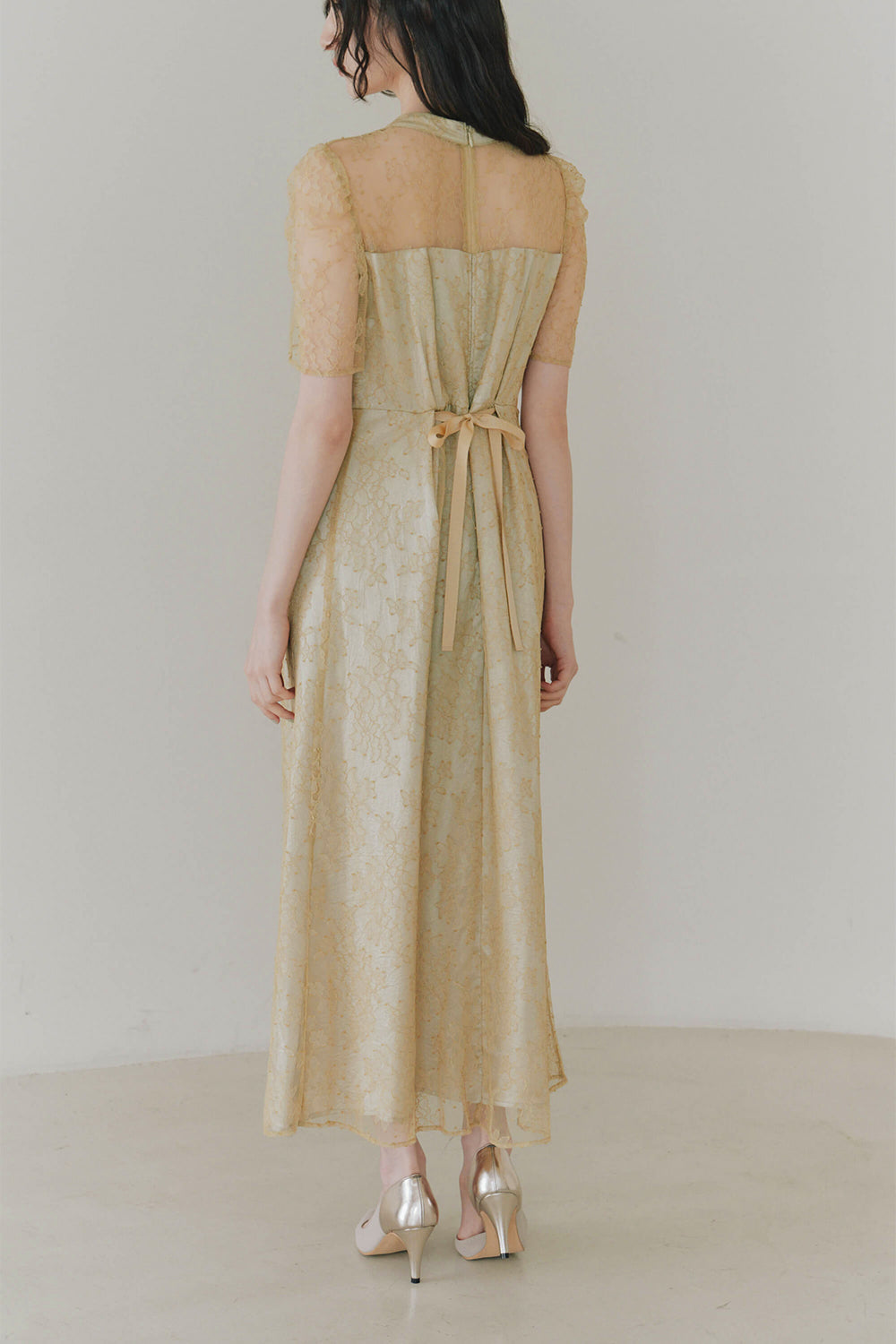 kaene マオカラーレースワンピース / 101041 | モデル身長164cm 着用サイズS(36)