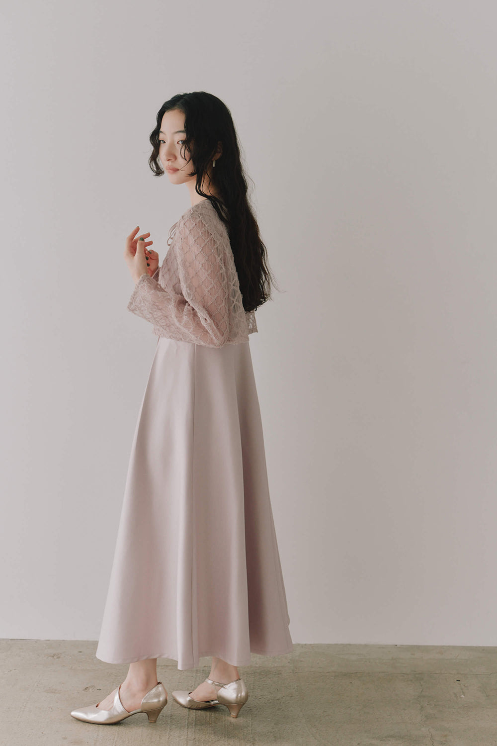 kaene ボレロセットフレアドレス / 101138 | モデル身長164cm 着用サイズM