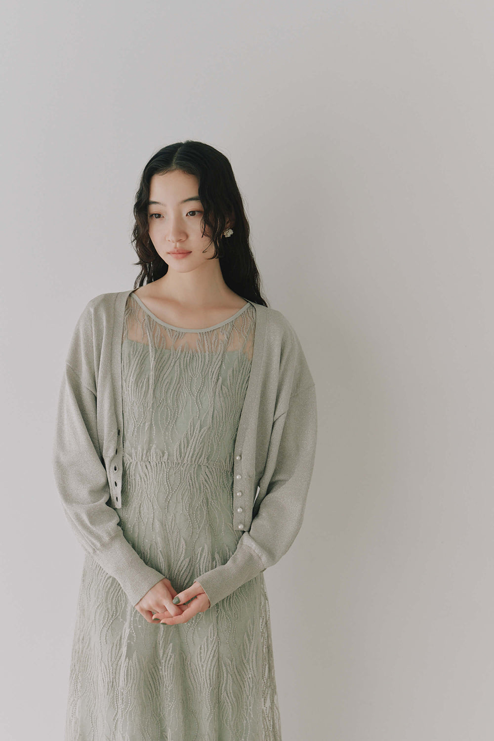 kaene ラメニットカーディガン / 800080