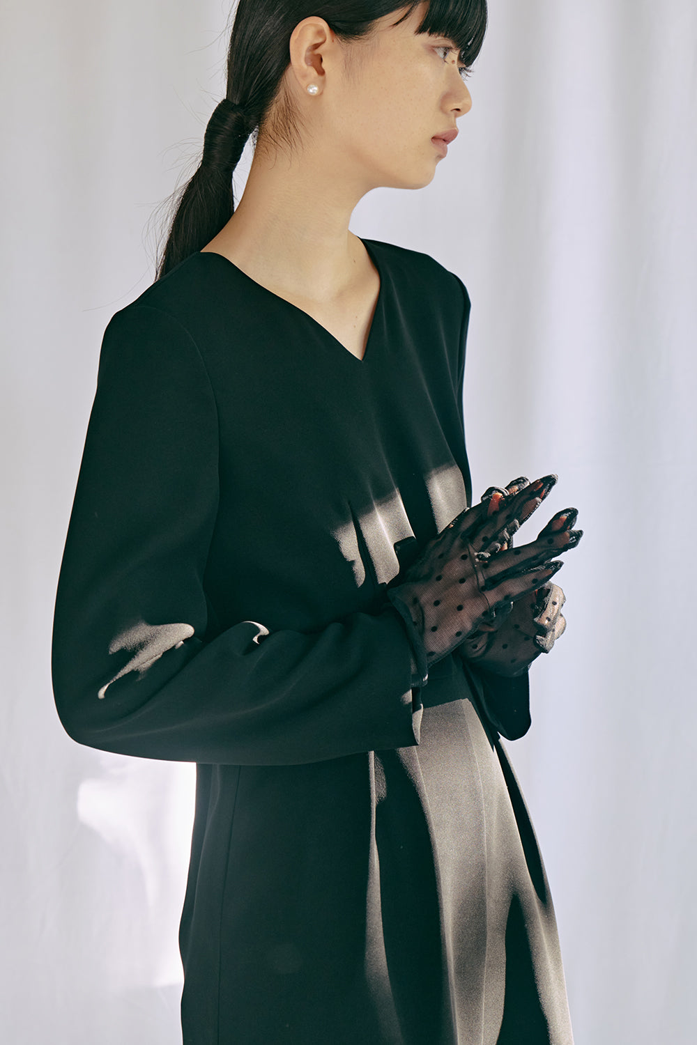 kaene カーブネックオールインワン / 100900 | モデル身長165cm 着用サイズ36