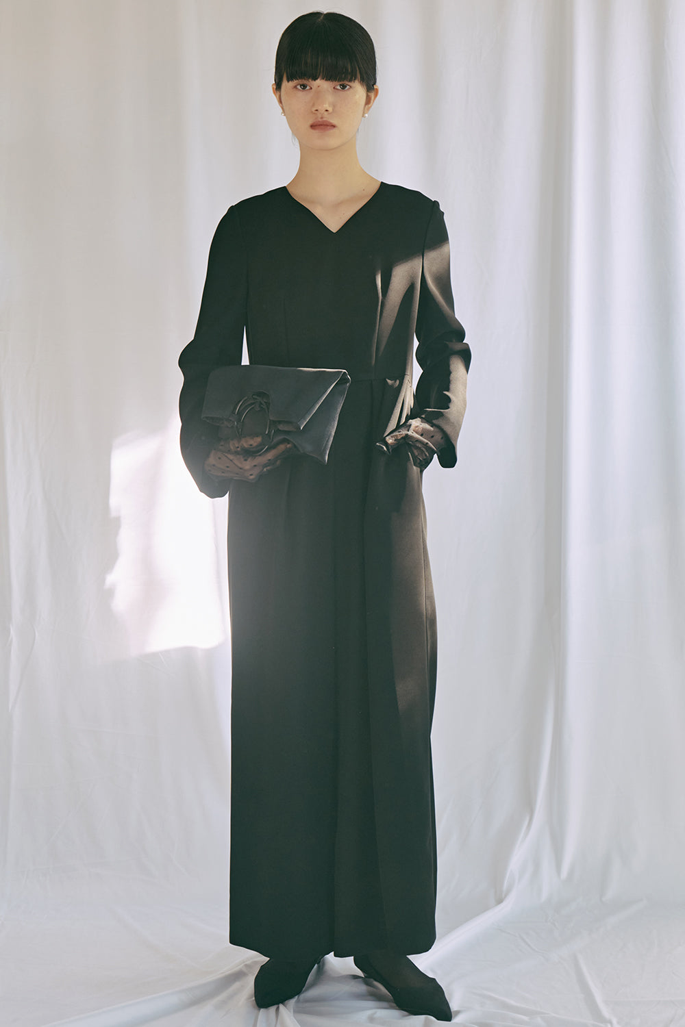 kaene カーブネックオールインワン / 100900 | モデル身長165cm 着用サイズ36