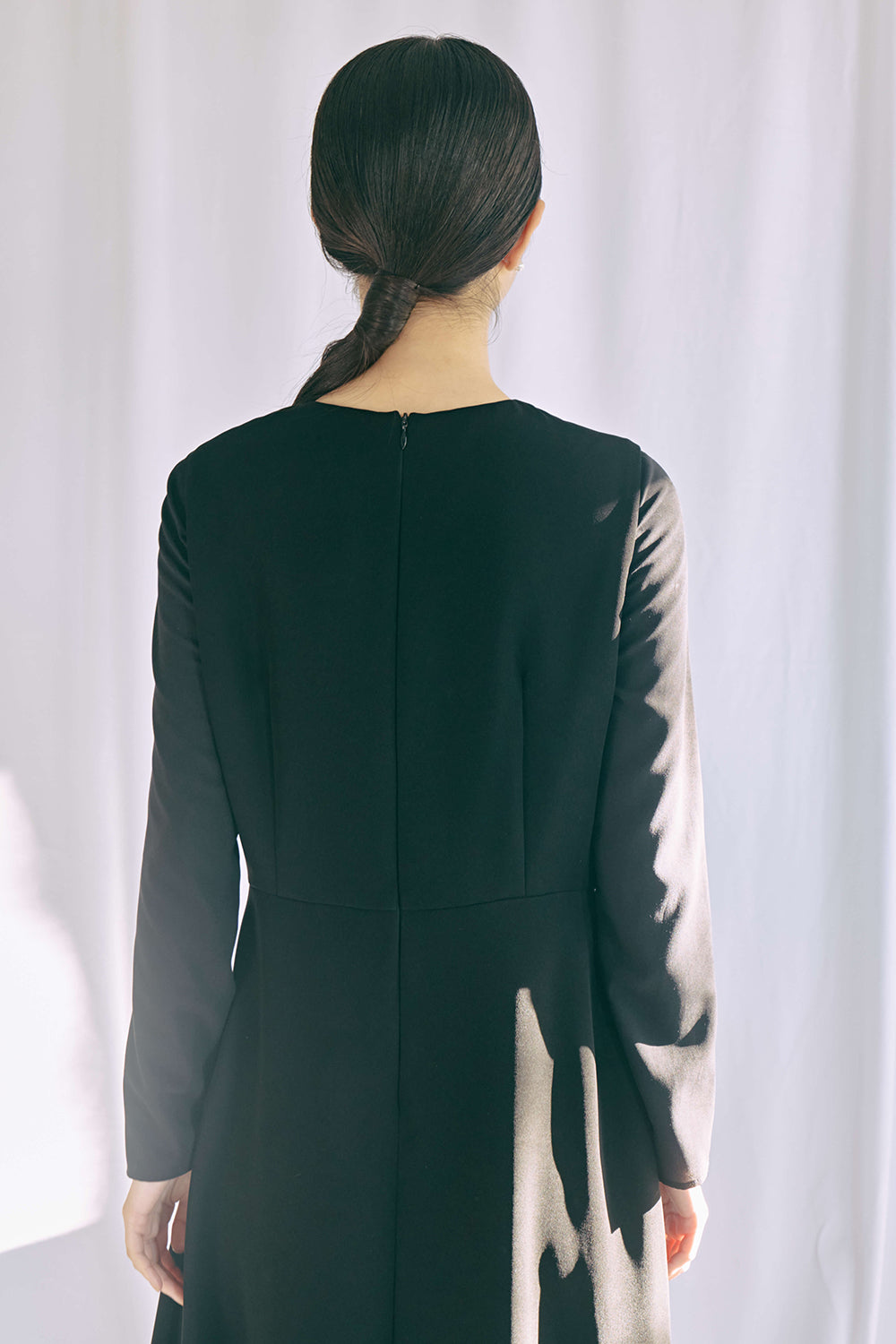 kaene シフォン合わせロングワンピース / 100647 | モデル身長165cm 着用サイズ36 ※black着用